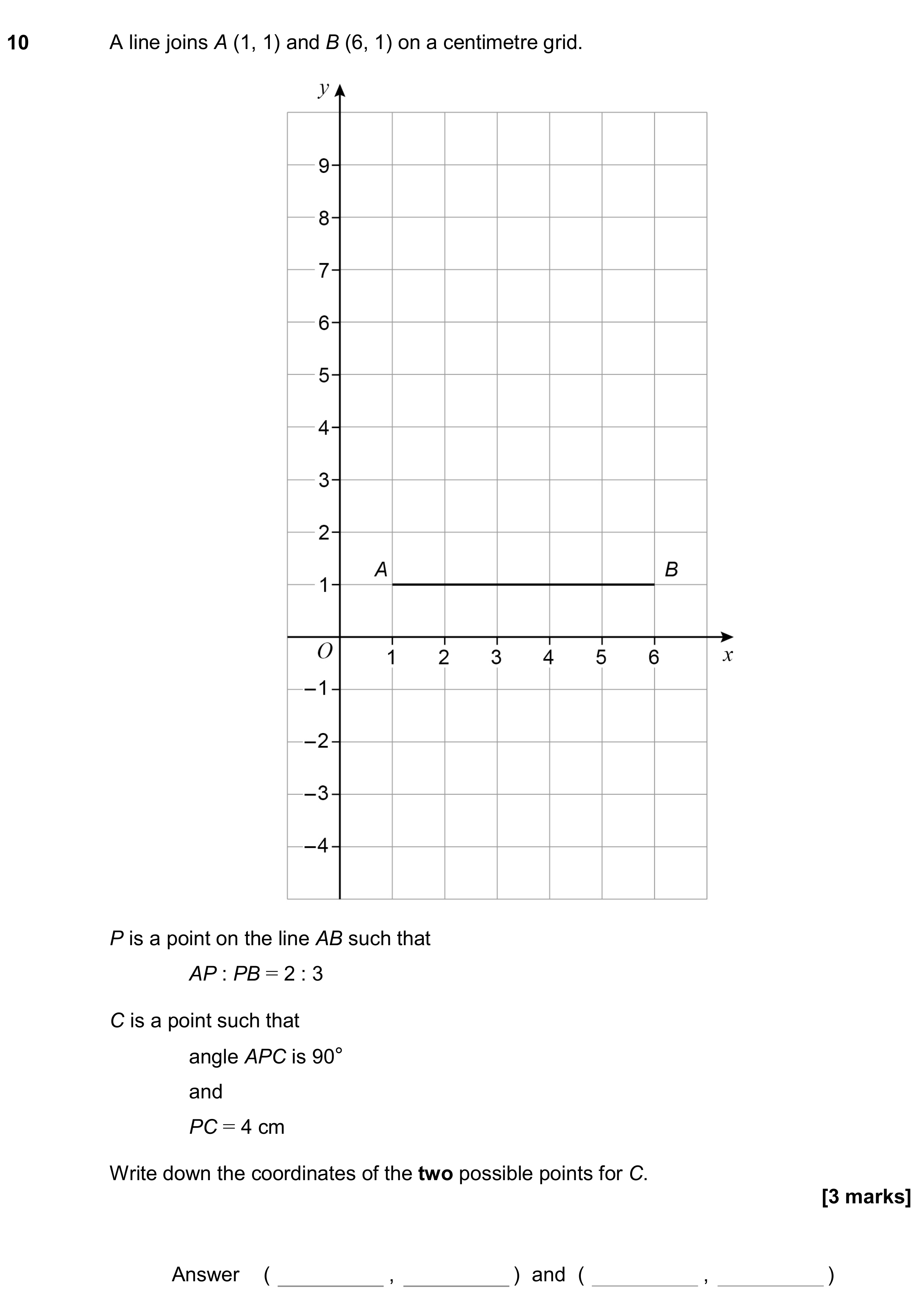 Question 10 — Coordinates, Ratios — AQA GCSE November 2019