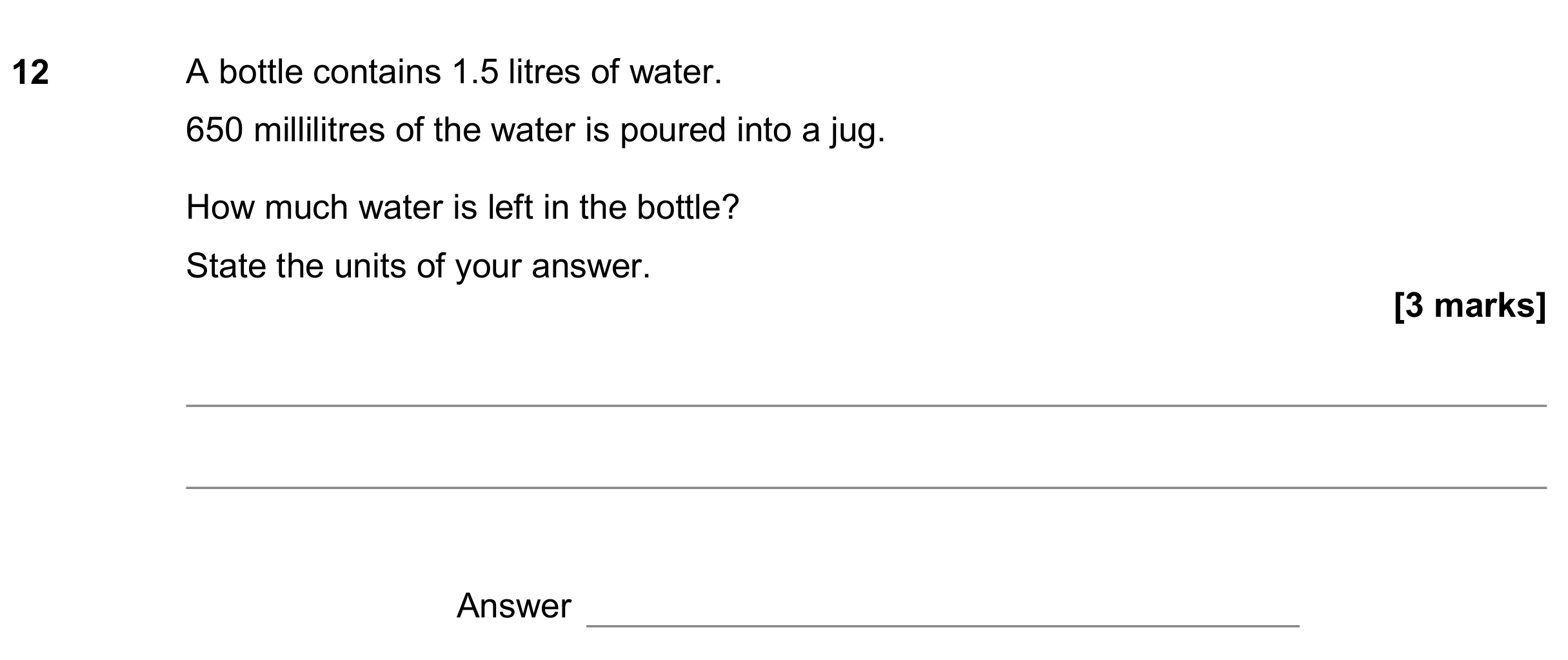 Question 12 — Unit Conversions — AQA GCSE November 2019