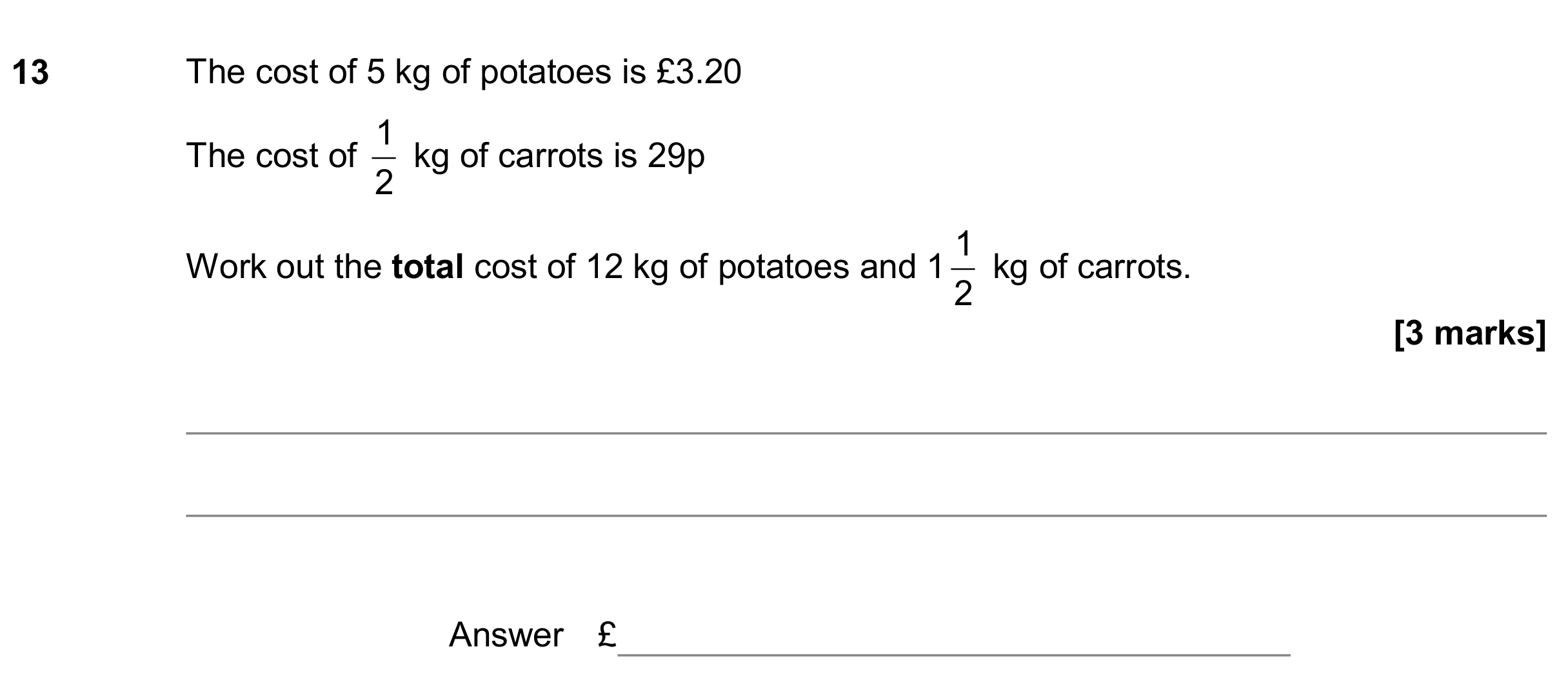 Question 13 — Money Problems — AQA GCSE November 2019