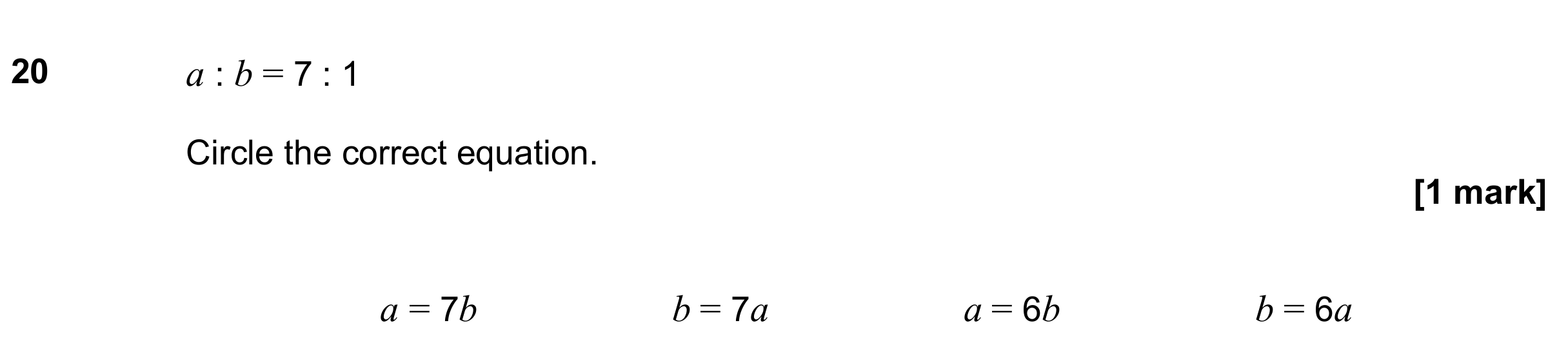 Question 20 — Ratios — AQA GCSE November 2019