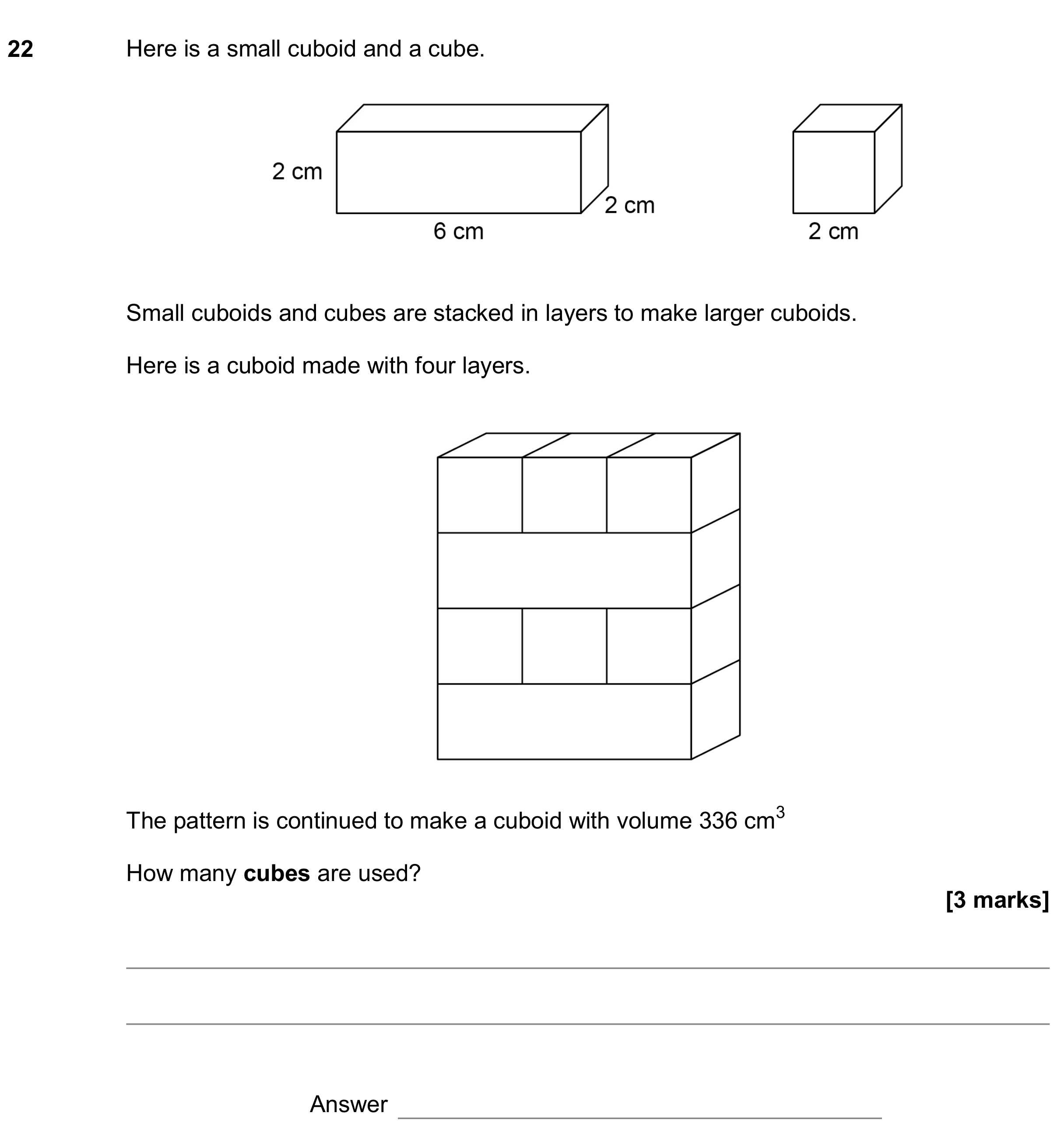 Question 22 — Surface Area and Volume — AQA GCSE November 2019