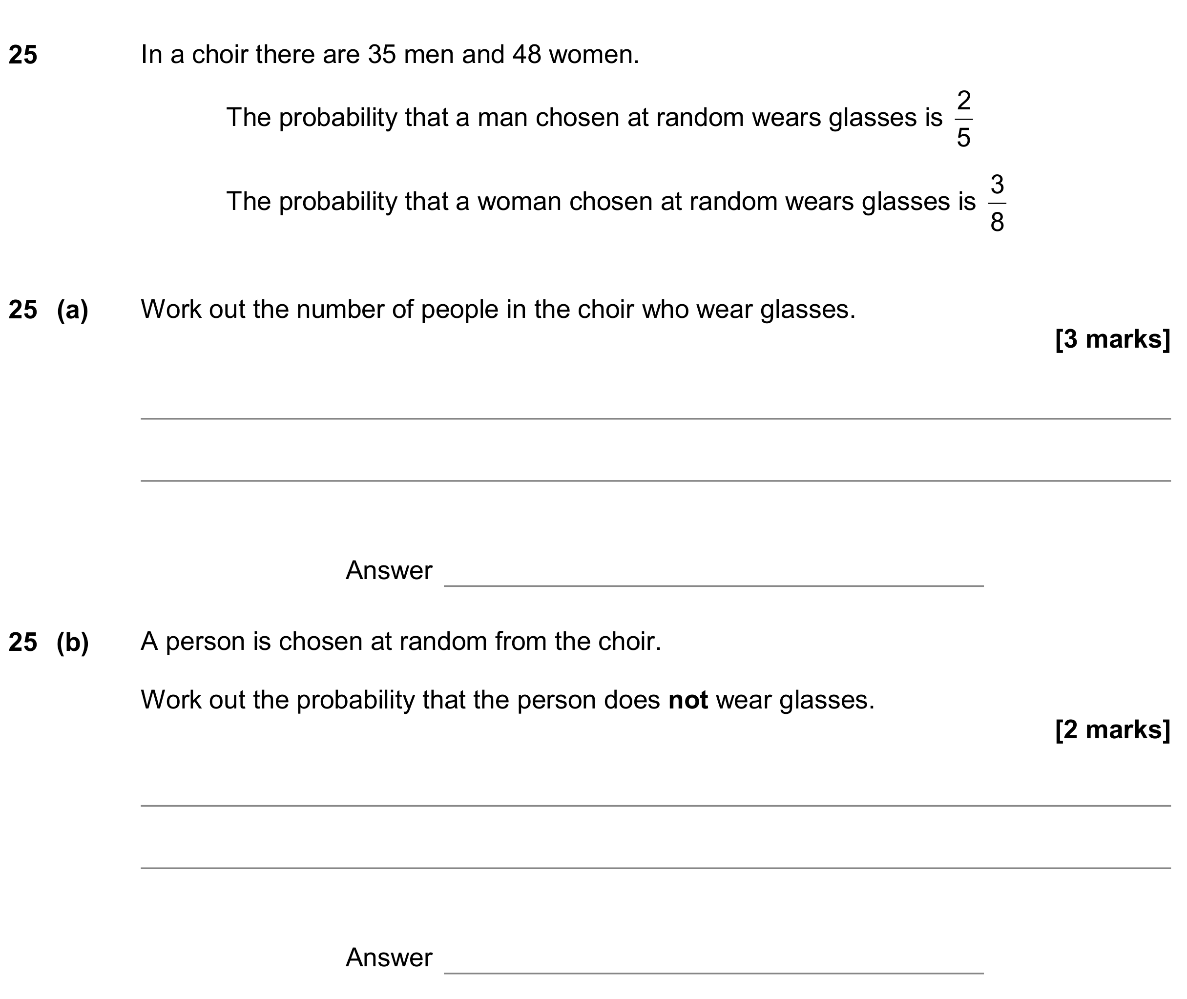 Question 25 — Probability — AQA GCSE November 2019