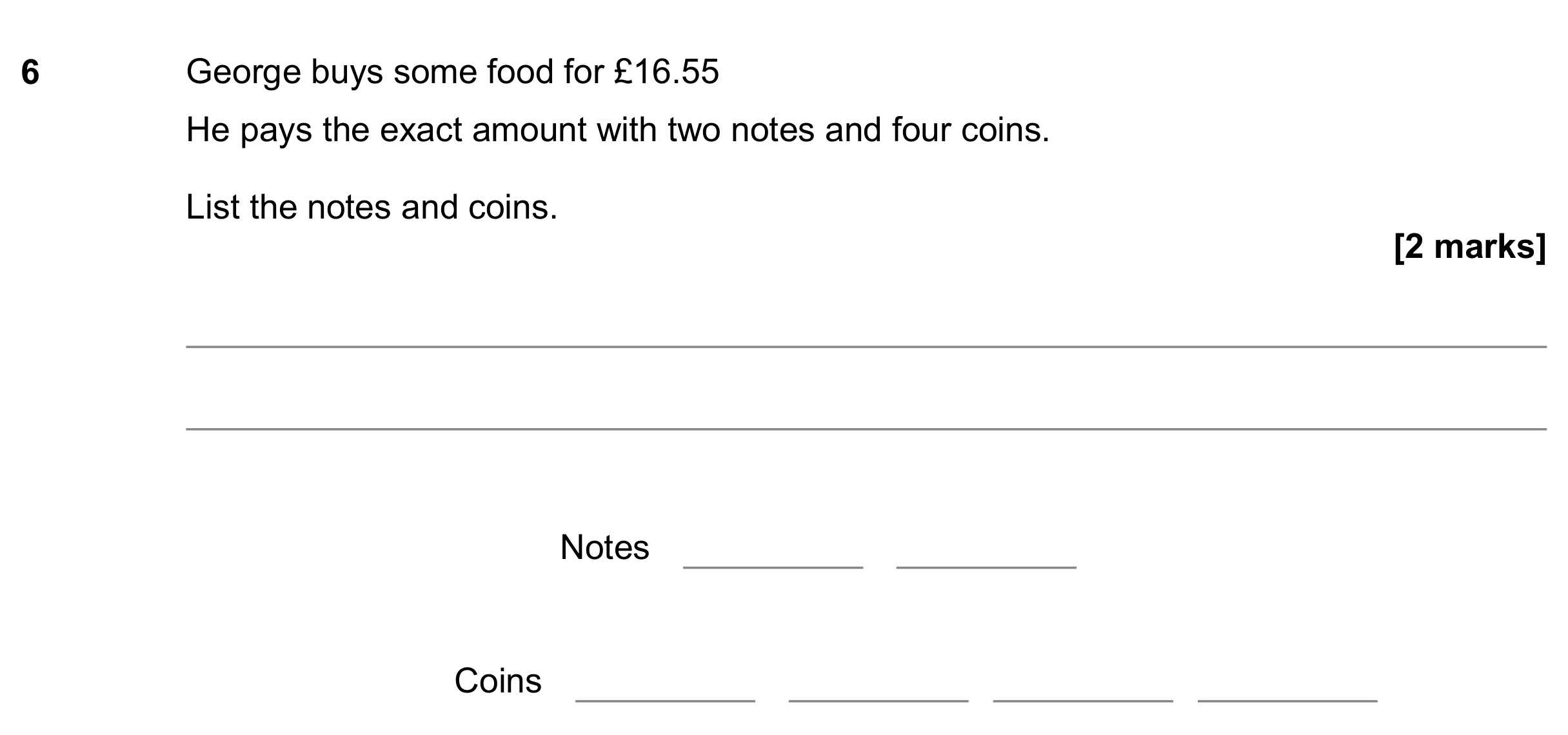 Question 6 — Money Problems — AQA GCSE November 2019