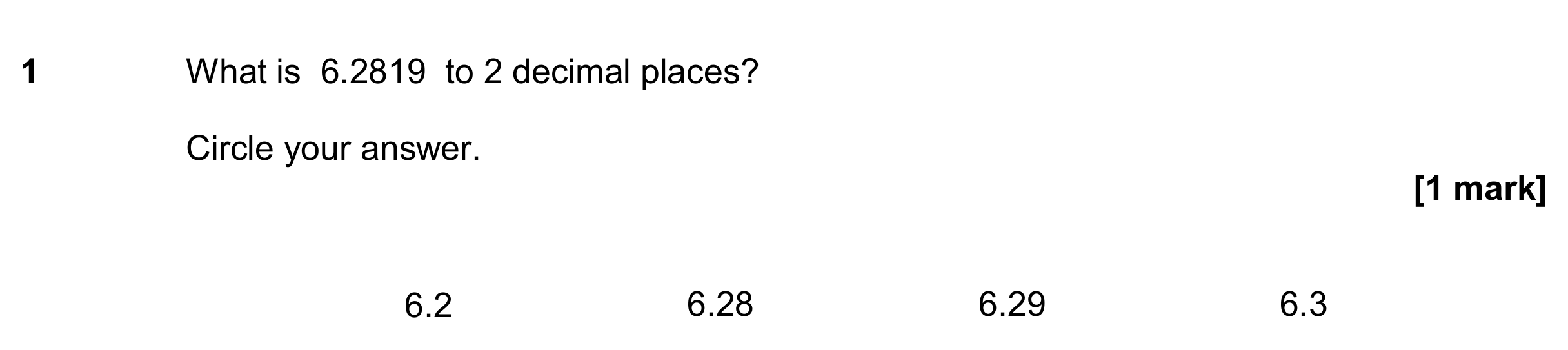 Question 1 — Rounding — AQA GCSE June 2020