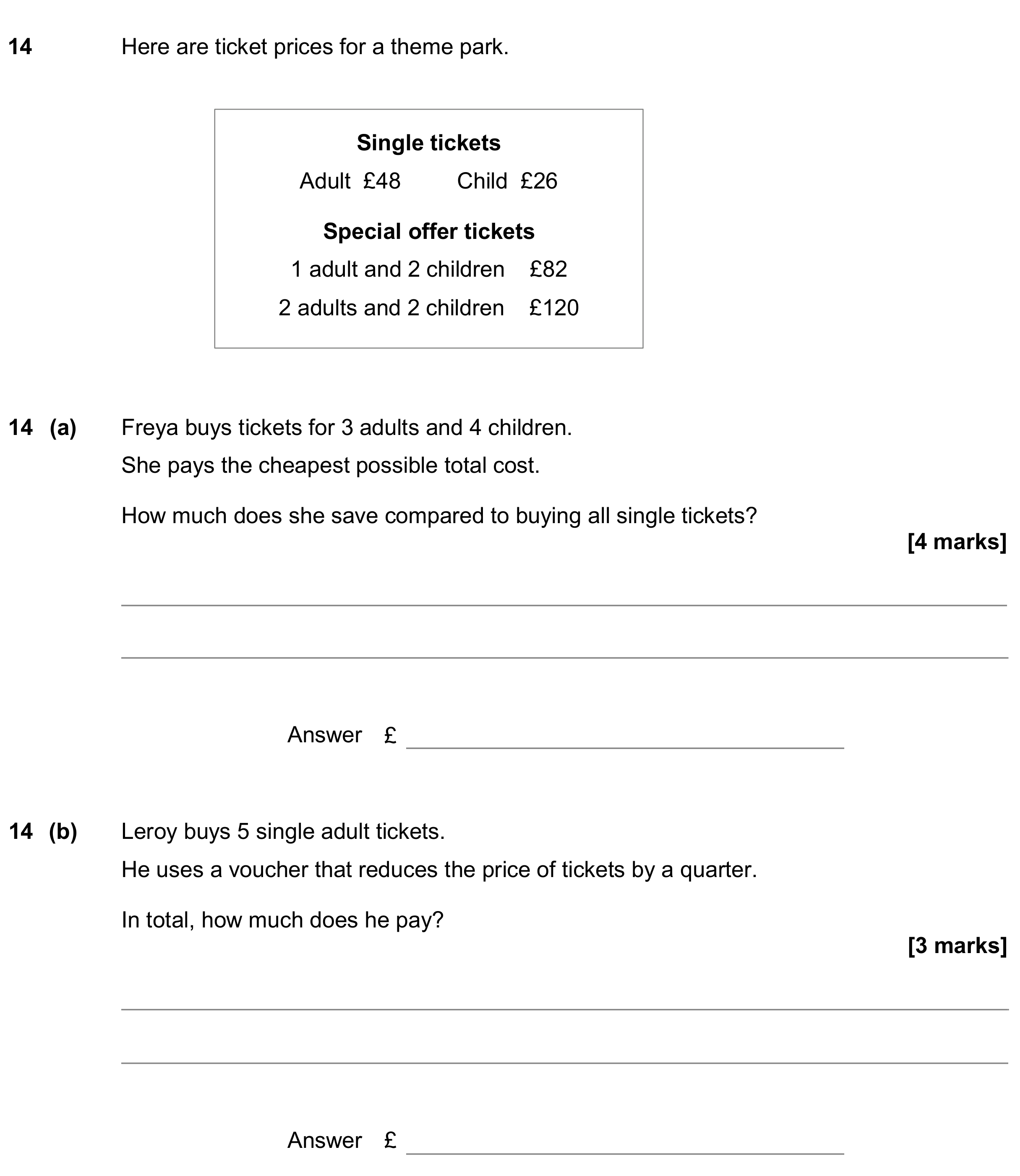 Question 14 — Money Problems — AQA GCSE June 2020