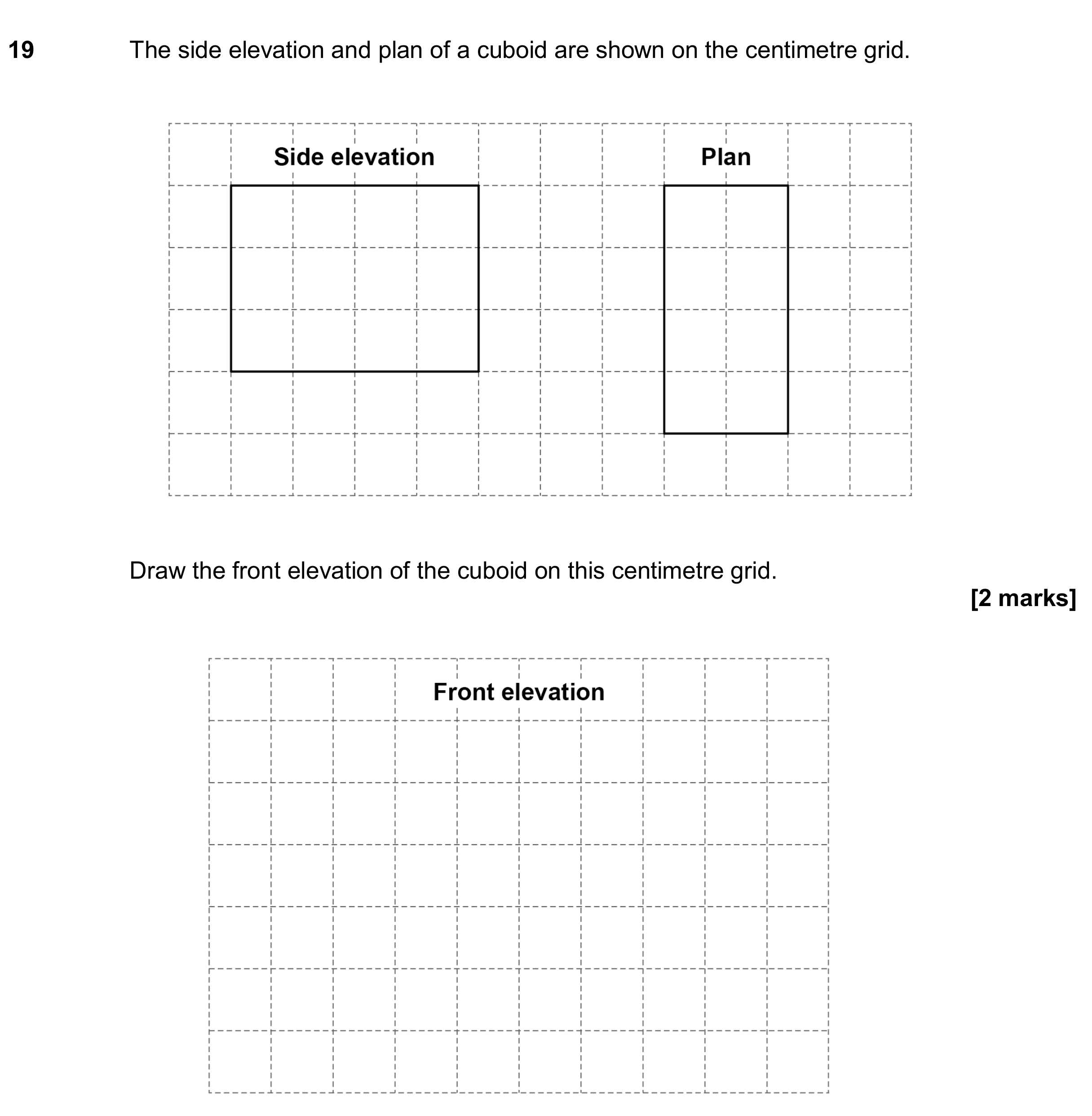 Question 19 — Elevations — AQA GCSE June 2020