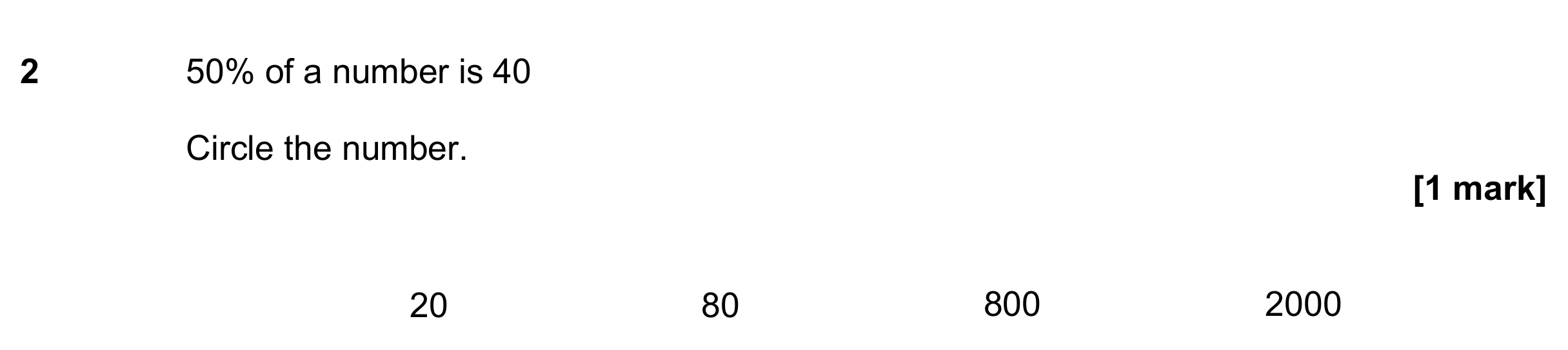 Question 2 — Percentages — AQA GCSE June 2020