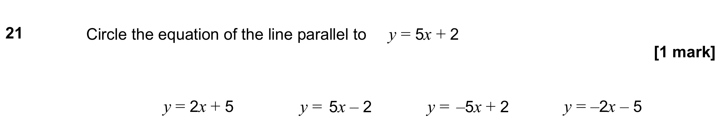Question 21 — Straight Line Graphs — AQA GCSE June 2020