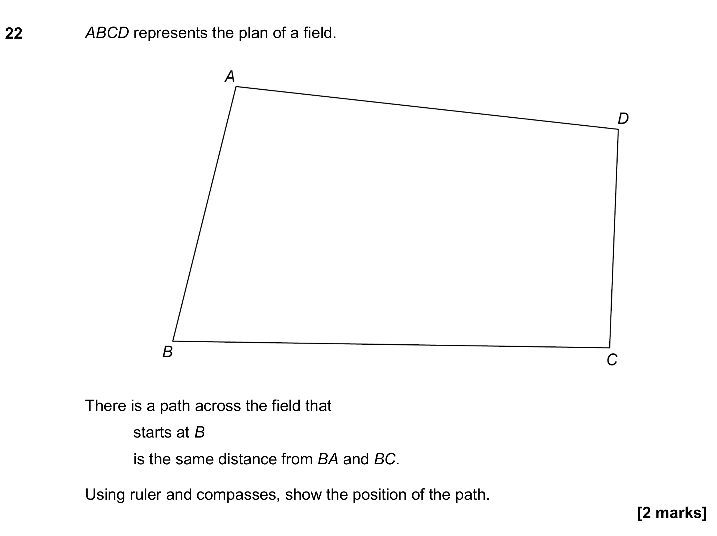 Question 22 — Construction — AQA GCSE June 2020