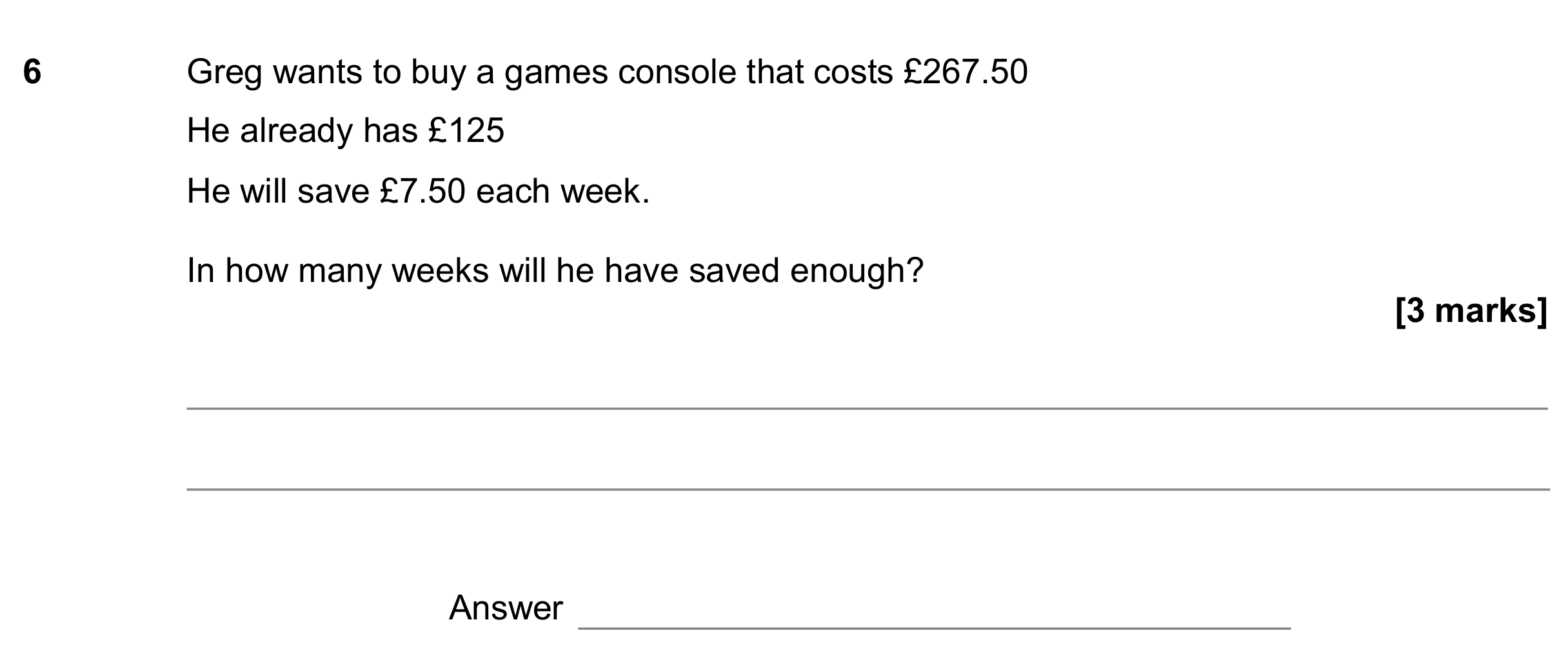 Question 6 — Money Problems — AQA GCSE June 2020