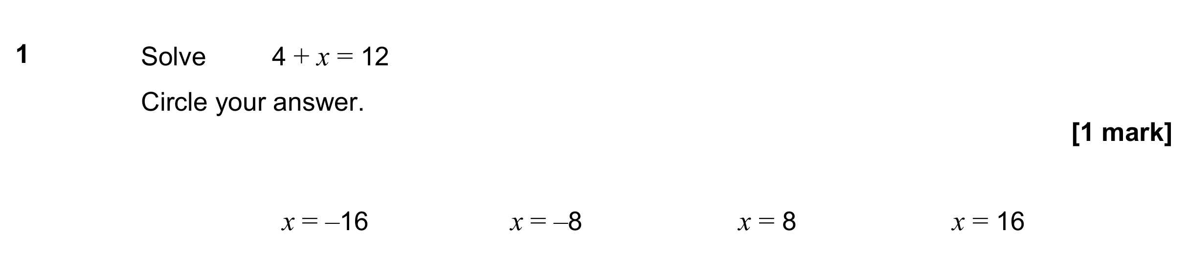 Question 1 — Linear Equations — AQA GCSE June 2021