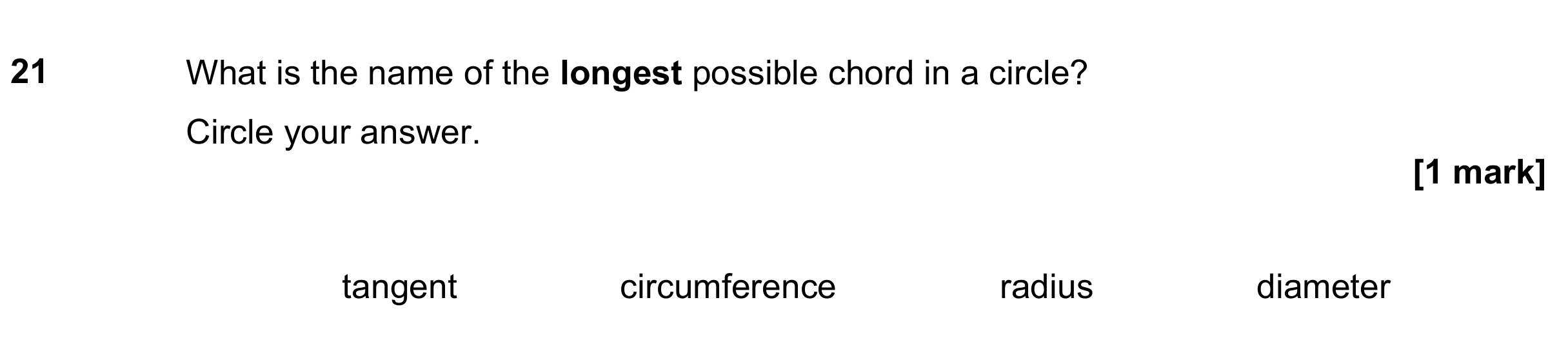 Question 21 — Circles — AQA GCSE June 2021