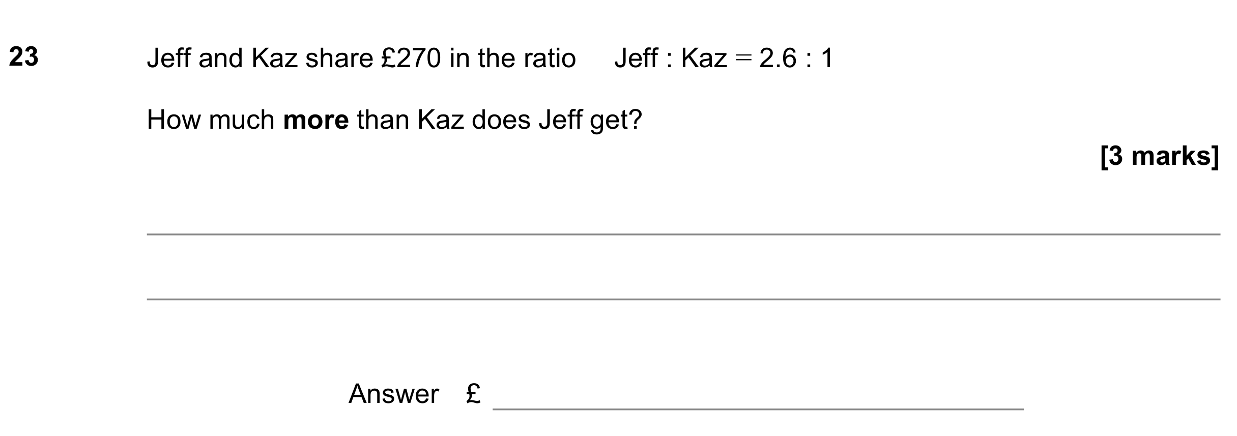 Question 23 — Ratios — AQA GCSE June 2021