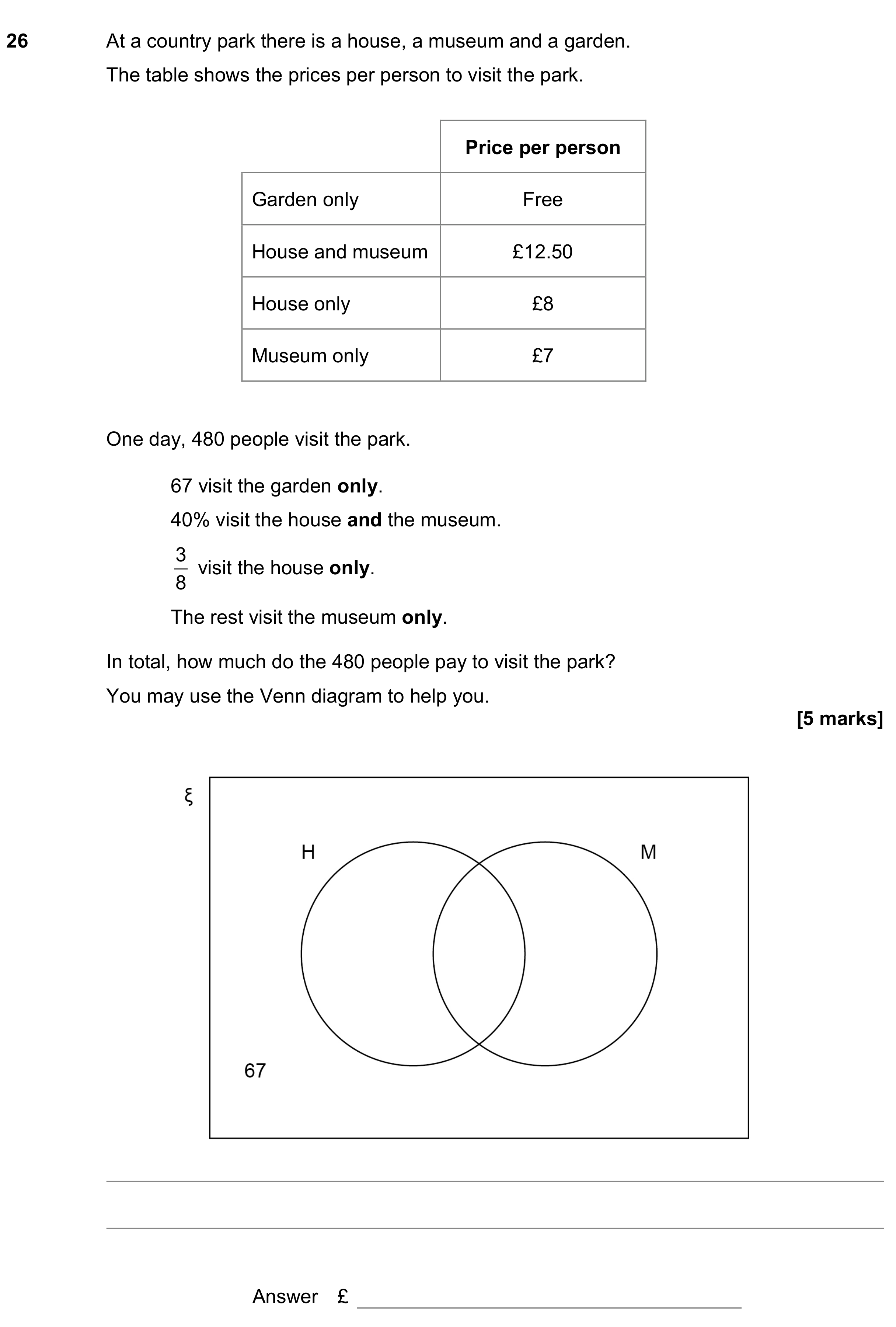 Question 26 — Venn Diagram — AQA GCSE June 2021