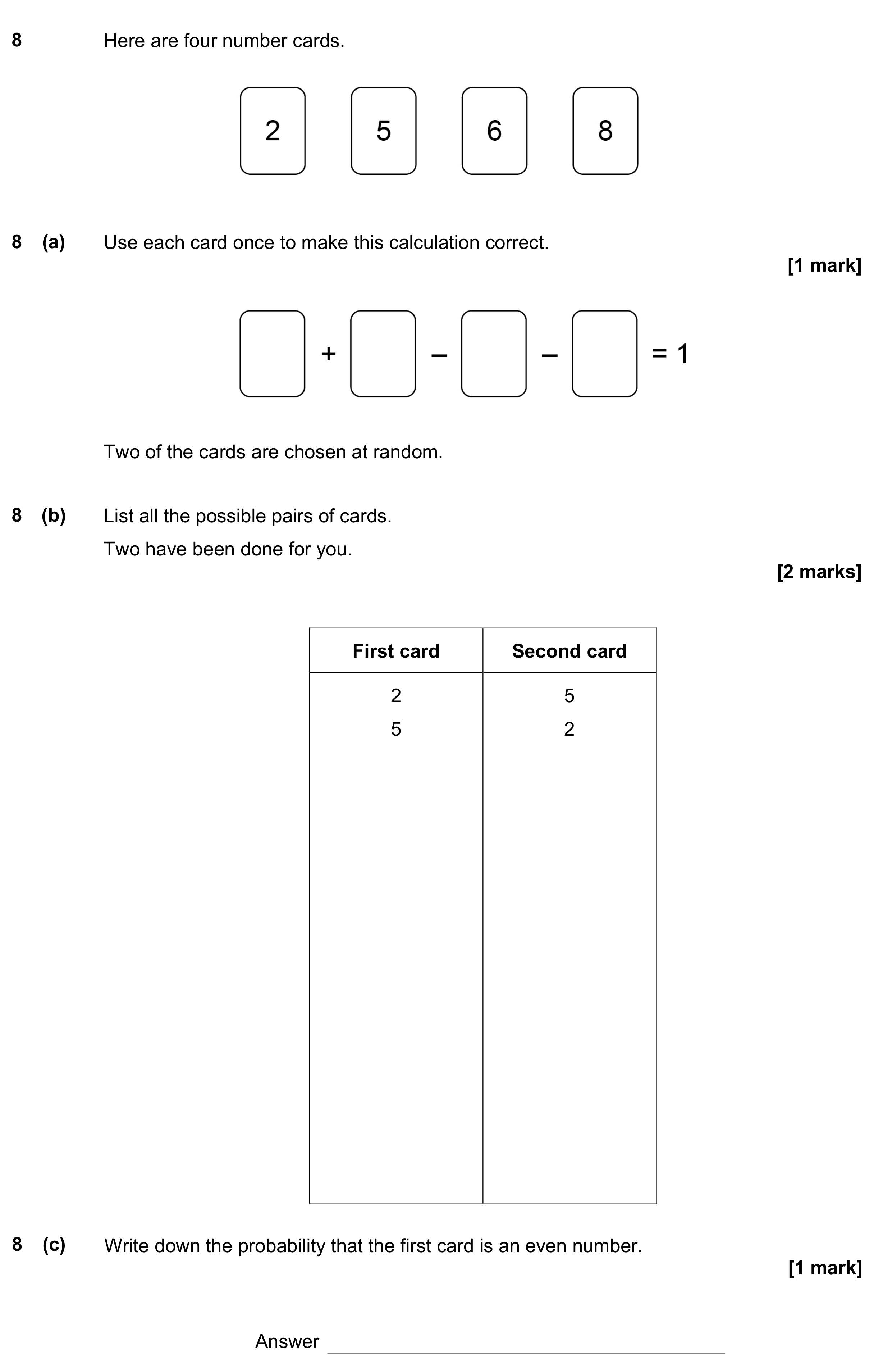 Question 8 — Combinations — AQA GCSE June 2021