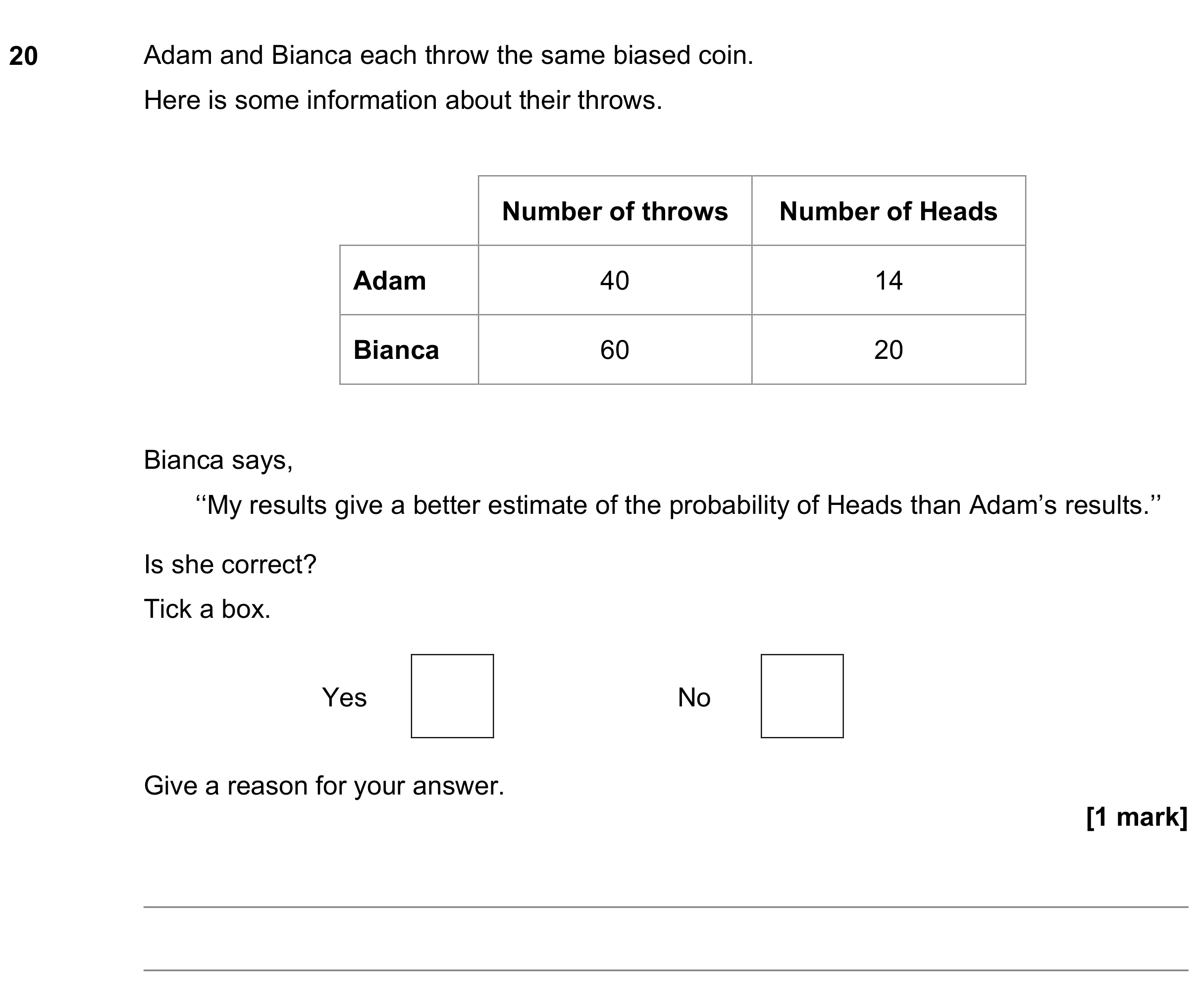Question 20 — Probability — AQA GCSE June 2022