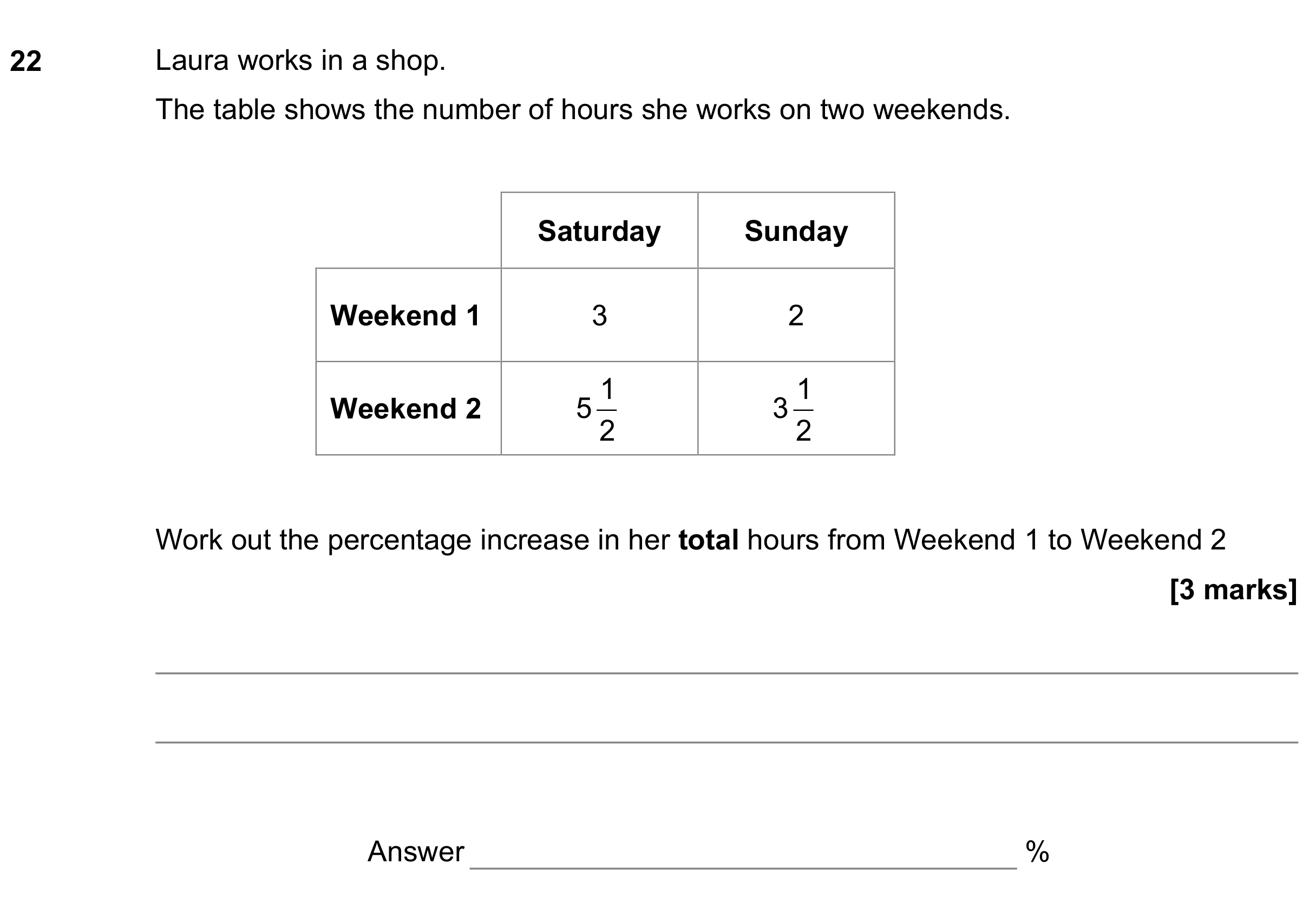 Question 22 — Percentages, Fractions — AQA GCSE June 2022