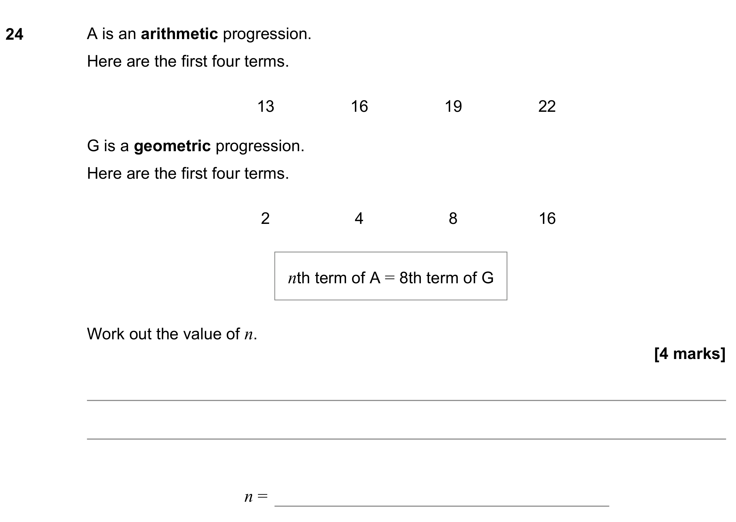 Question 24 — Sequences — AQA GCSE June 2022