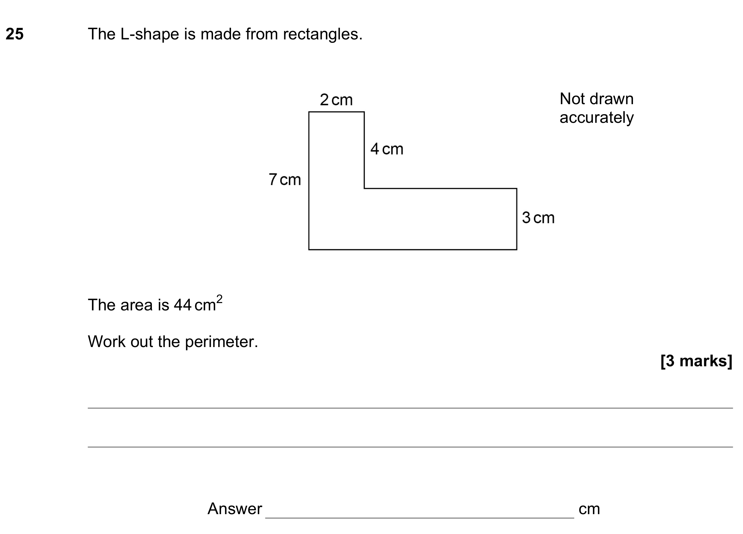 Question 25 — Perimeter and Area — AQA GCSE June 2022