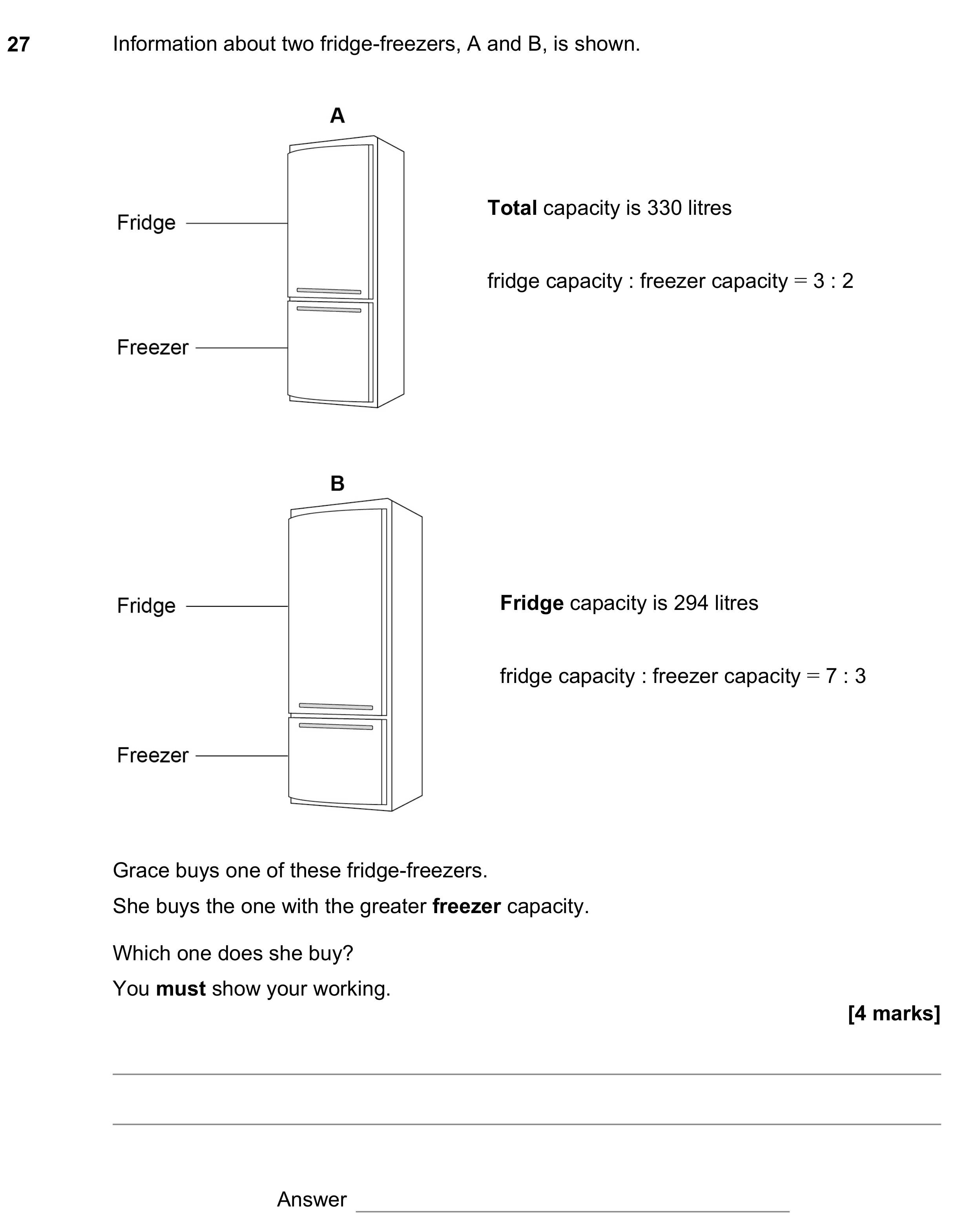 Question 27 — Ratios — AQA GCSE June 2022