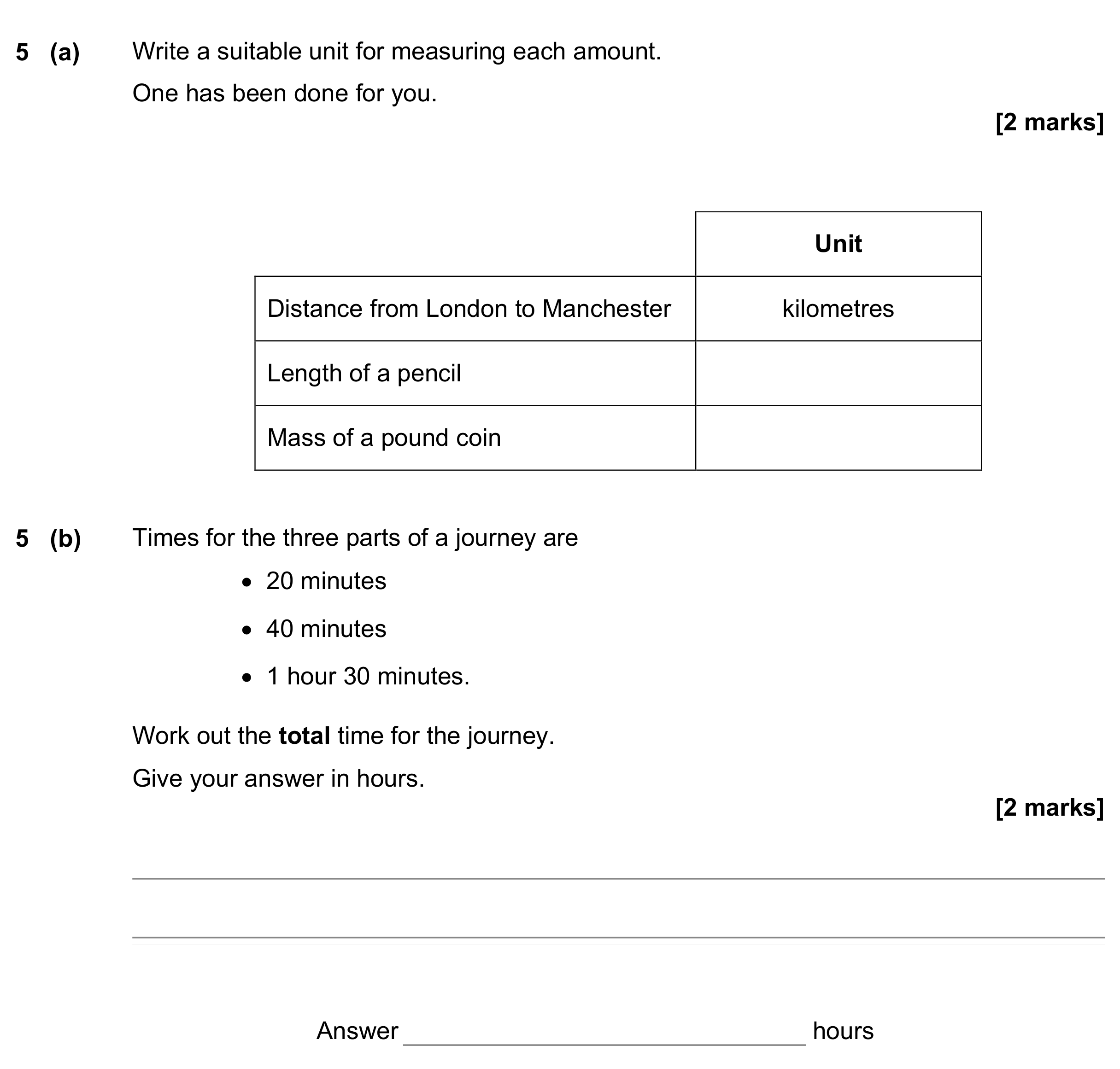 Question 5 — Unit Conversions, Time Questions — AQA GCSE June 2022