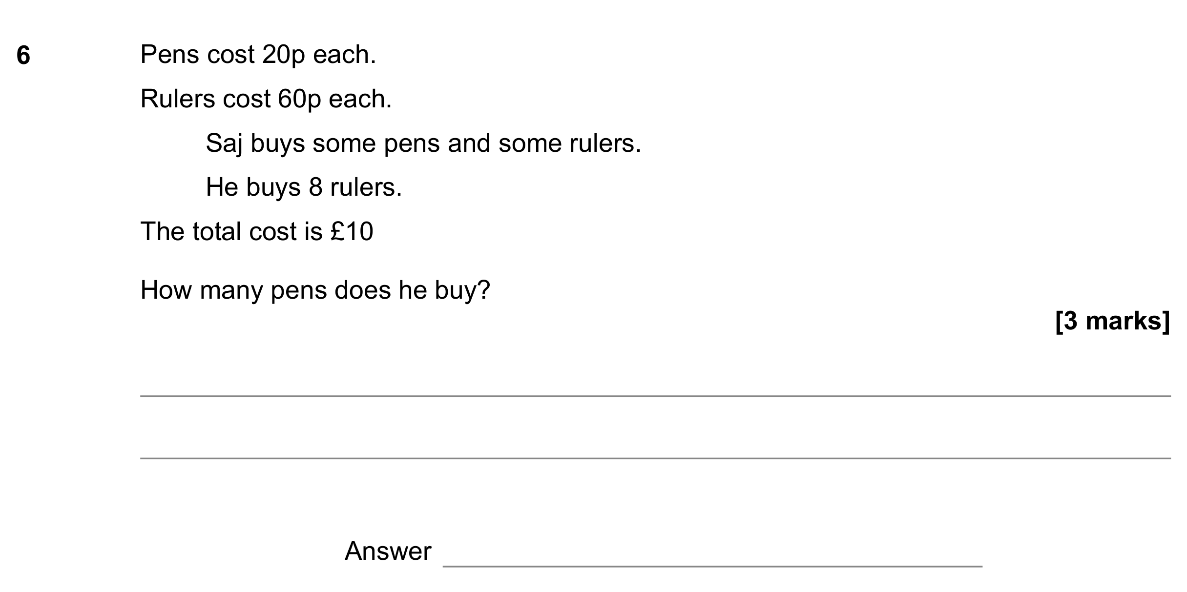 Question 6 — Money Problems — AQA GCSE June 2022