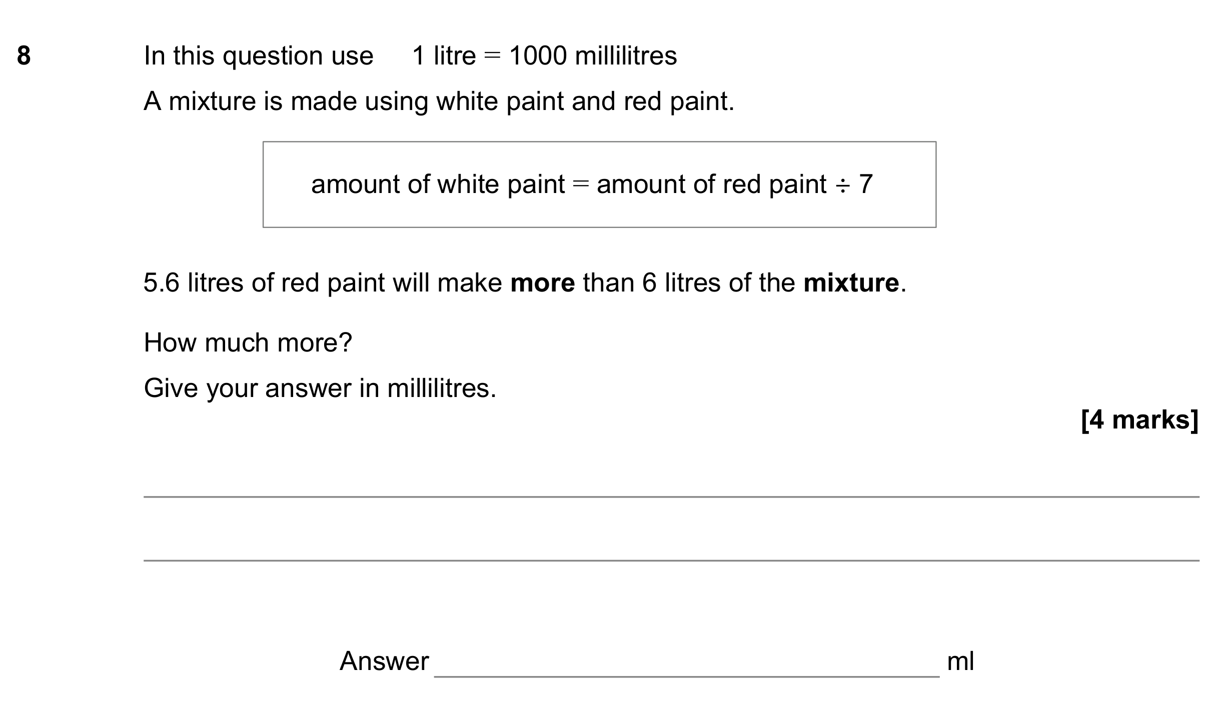 Question 8 — Formulae, Unit Conversions — AQA GCSE June 2022