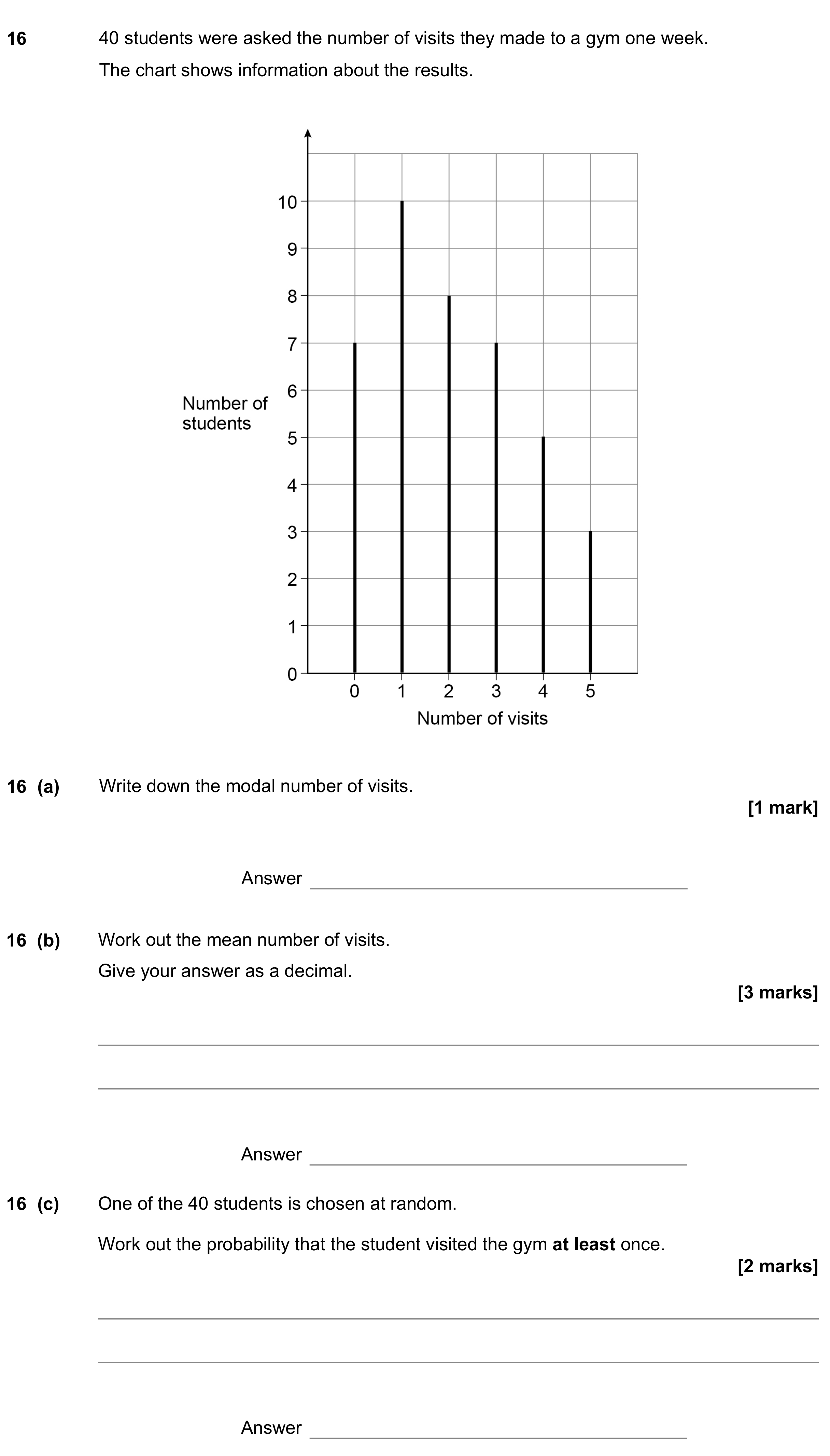 Question 16 — Interpret Statistical Diagrams, Mean/Median/Mode/Range, Probability — AQA GCSE November 2022