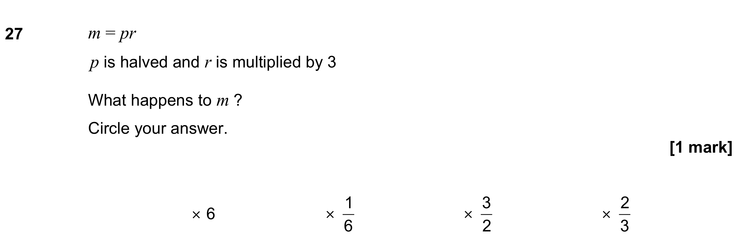 Question 27 — Formulae — AQA GCSE November 2022