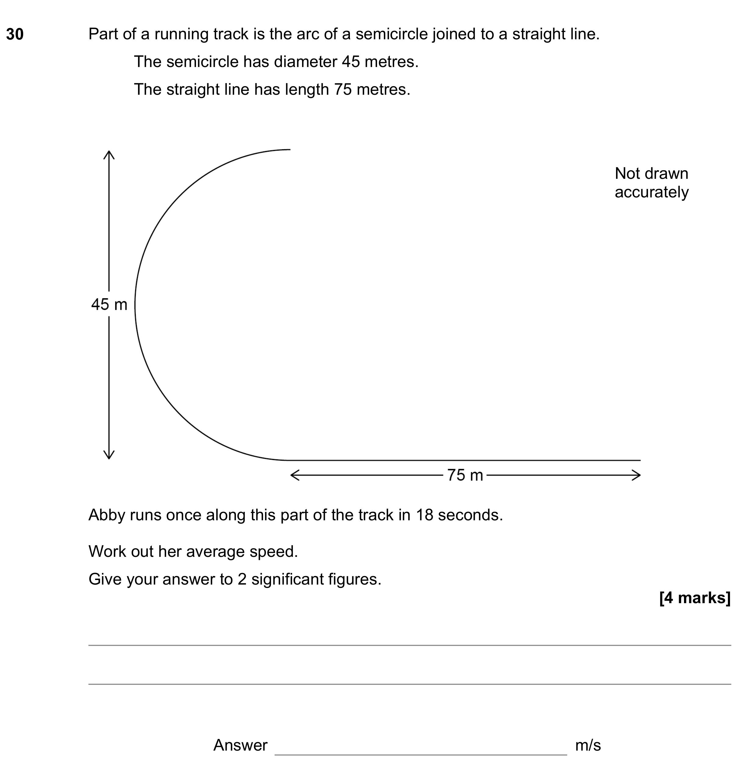 Question 30 — Perimeter and Area, Speed/Distance/Time/Density/Pressure — AQA GCSE November 2022