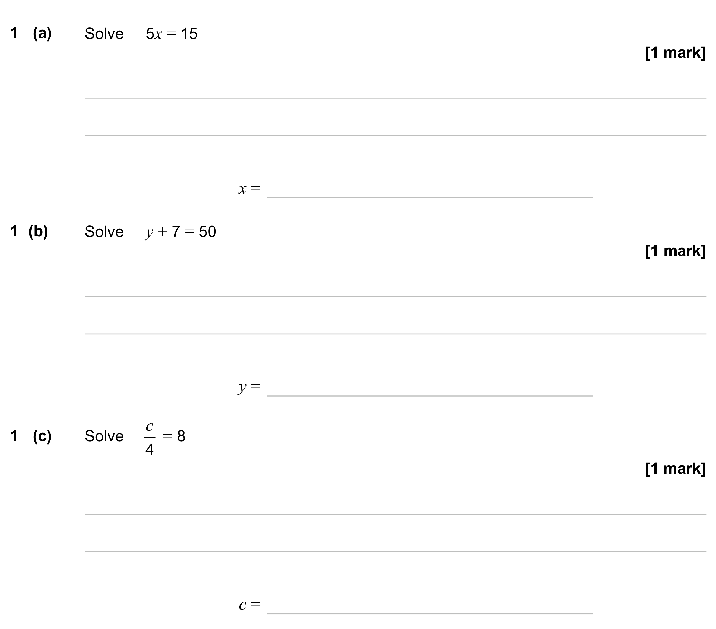 Question 1 — Linear Equations — AQA GCSE June 2023