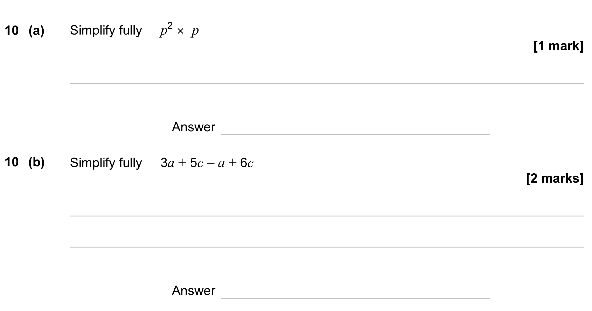 Question 10 — Factorise/Expand/Simplify — AQA GCSE June 2023
