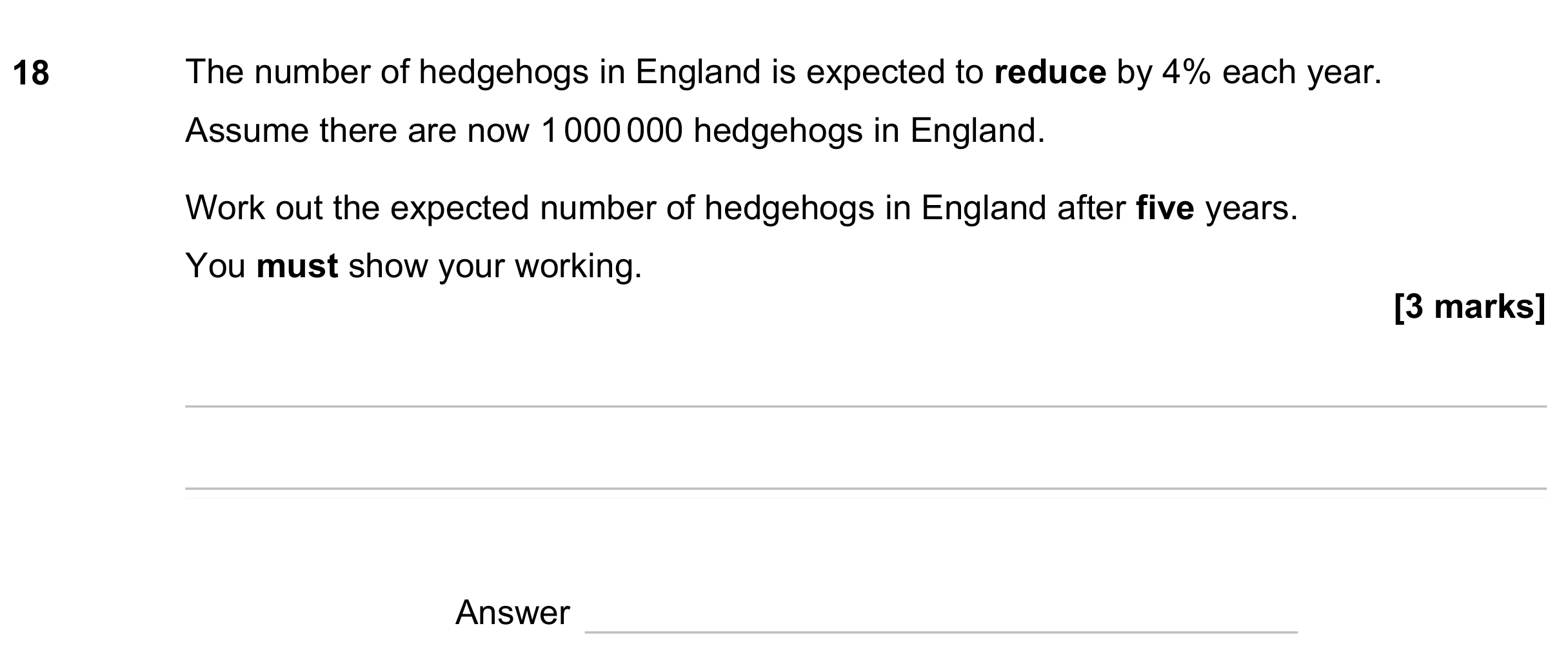 Question 18 — Percentages — AQA GCSE June 2023