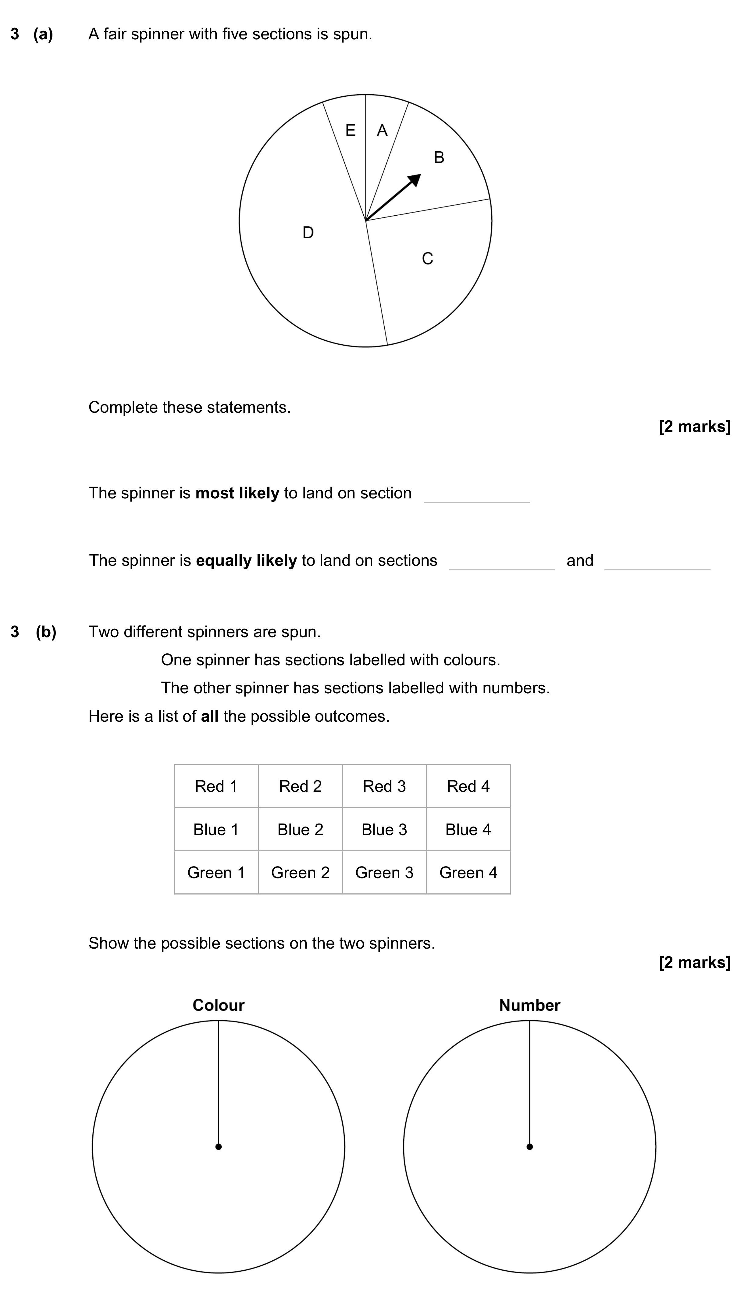 Question 3 — Probability — AQA GCSE June 2023