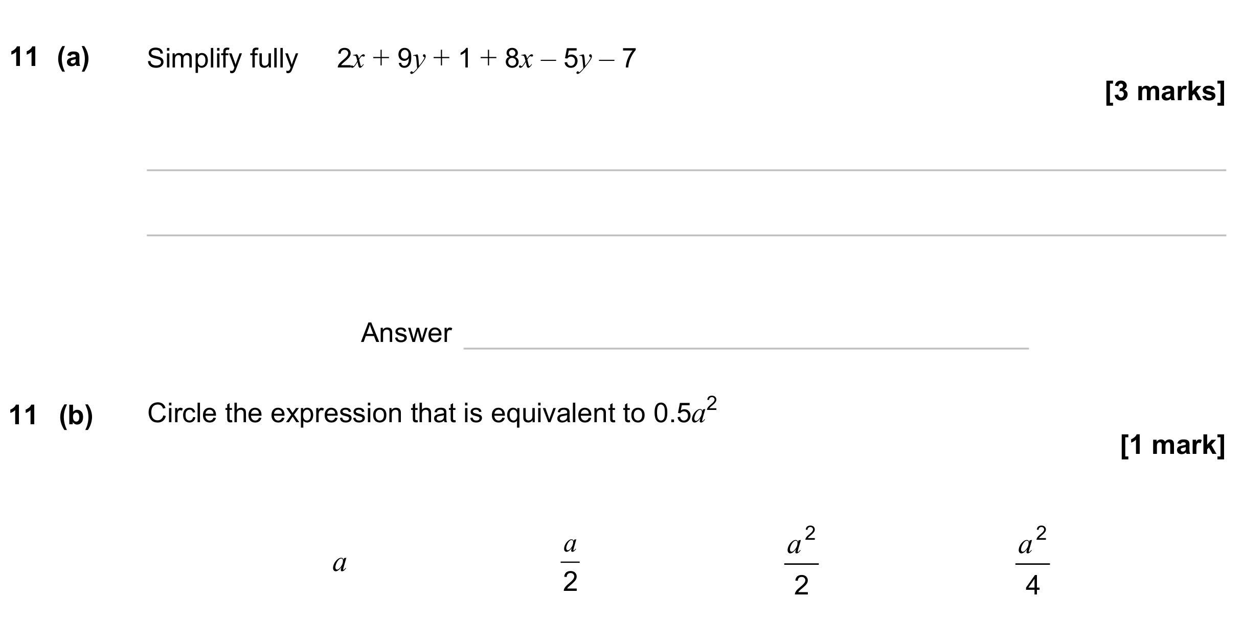 Question 11 — Factorise/Expand/Simplify — AQA GCSE November 2023