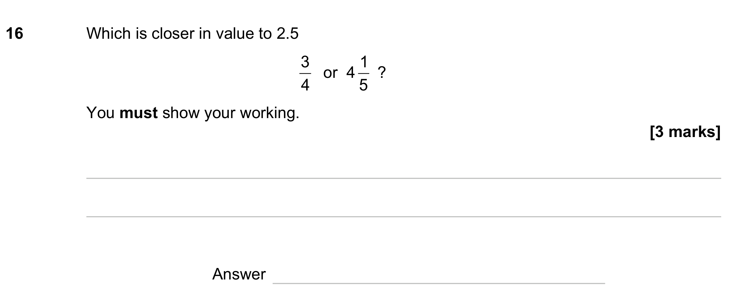 Question 16 — Fractions, Decimals — AQA GCSE November 2023