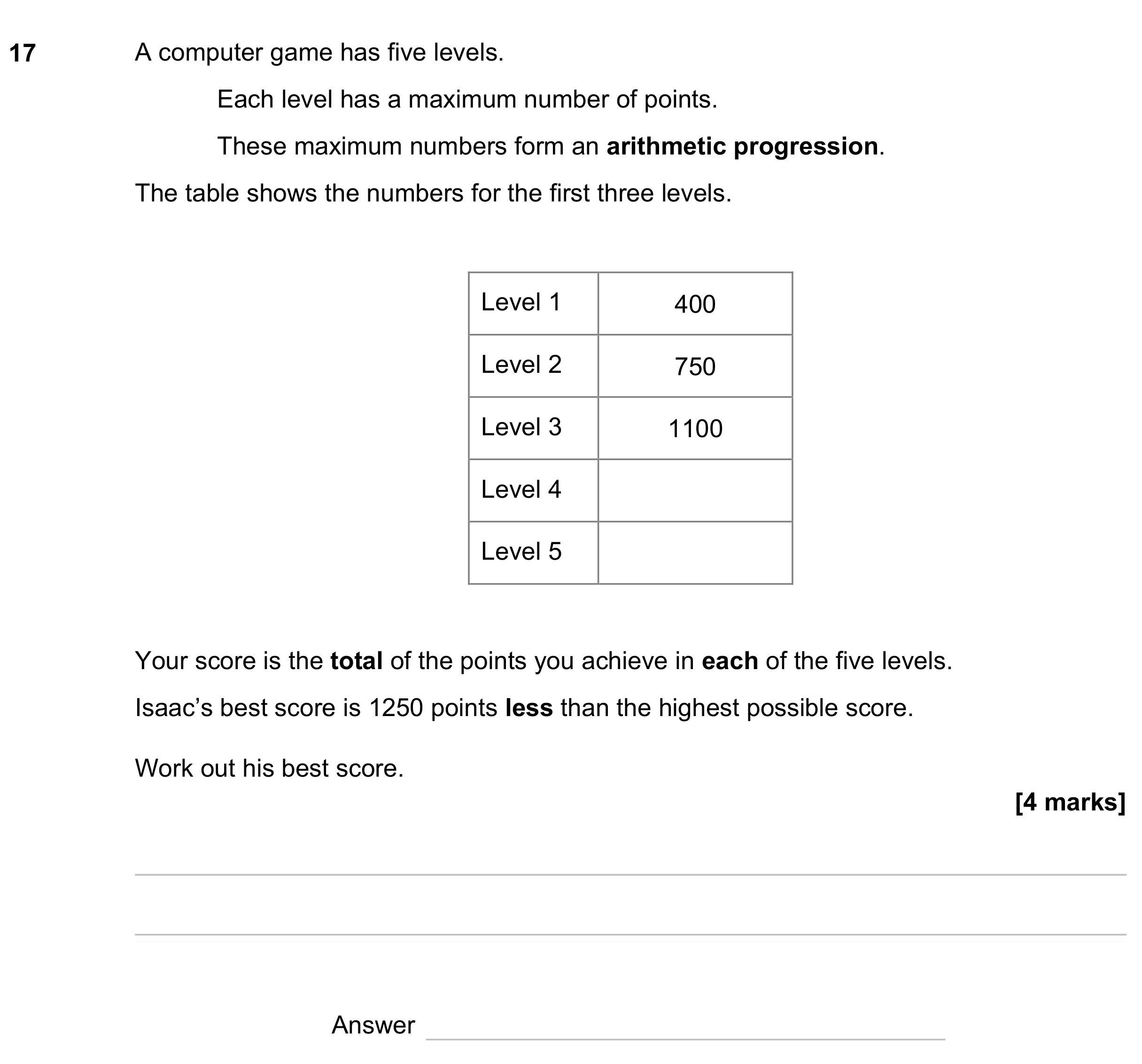 Question 17 — Sequences — AQA GCSE November 2023