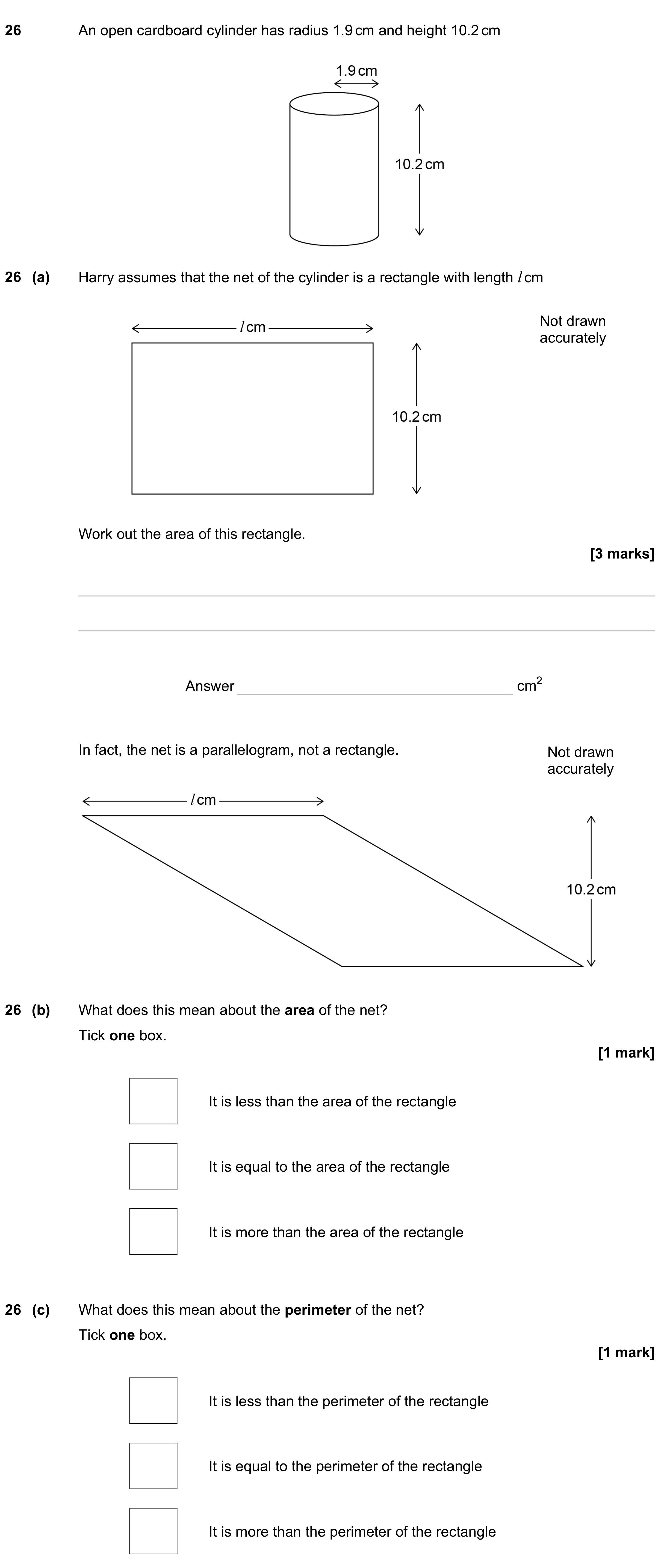 Question 26 — Perimeter and Area — AQA GCSE November 2023