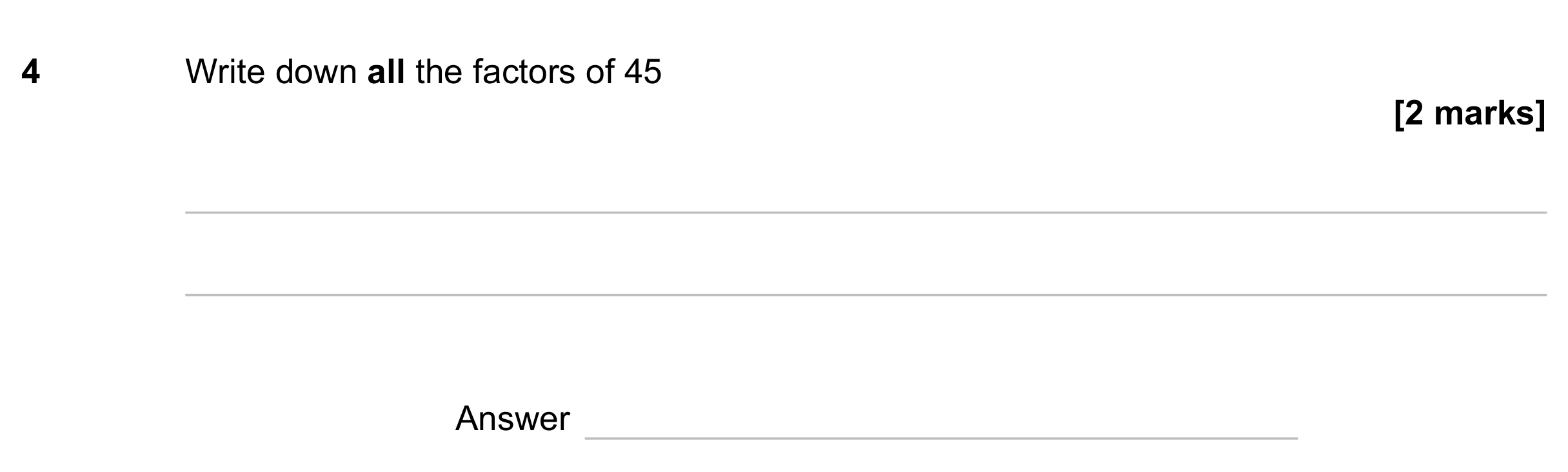 Question 4 — Factors — AQA GCSE November 2023