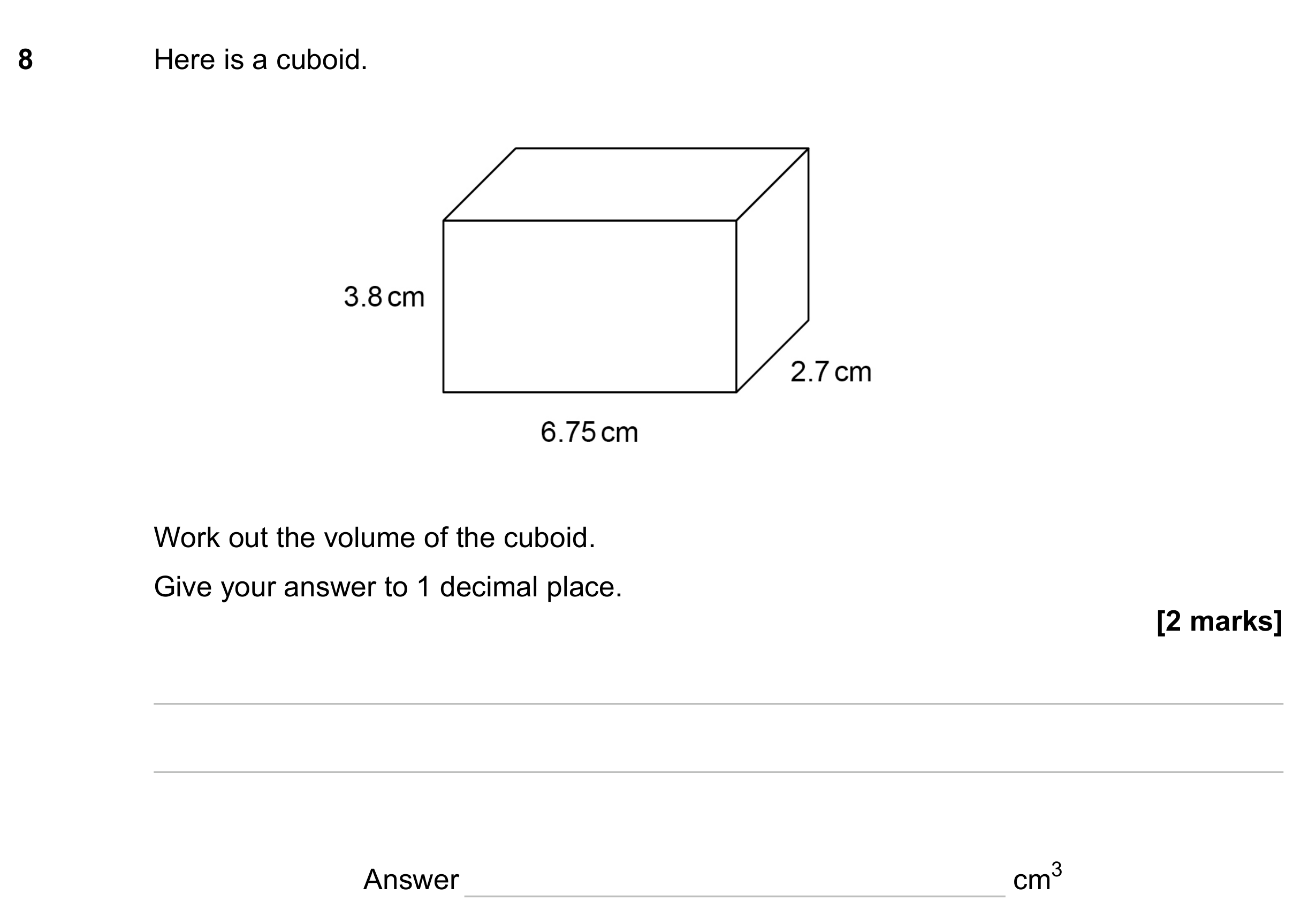 Question 8 — Surface Area and Volume — AQA GCSE November 2023