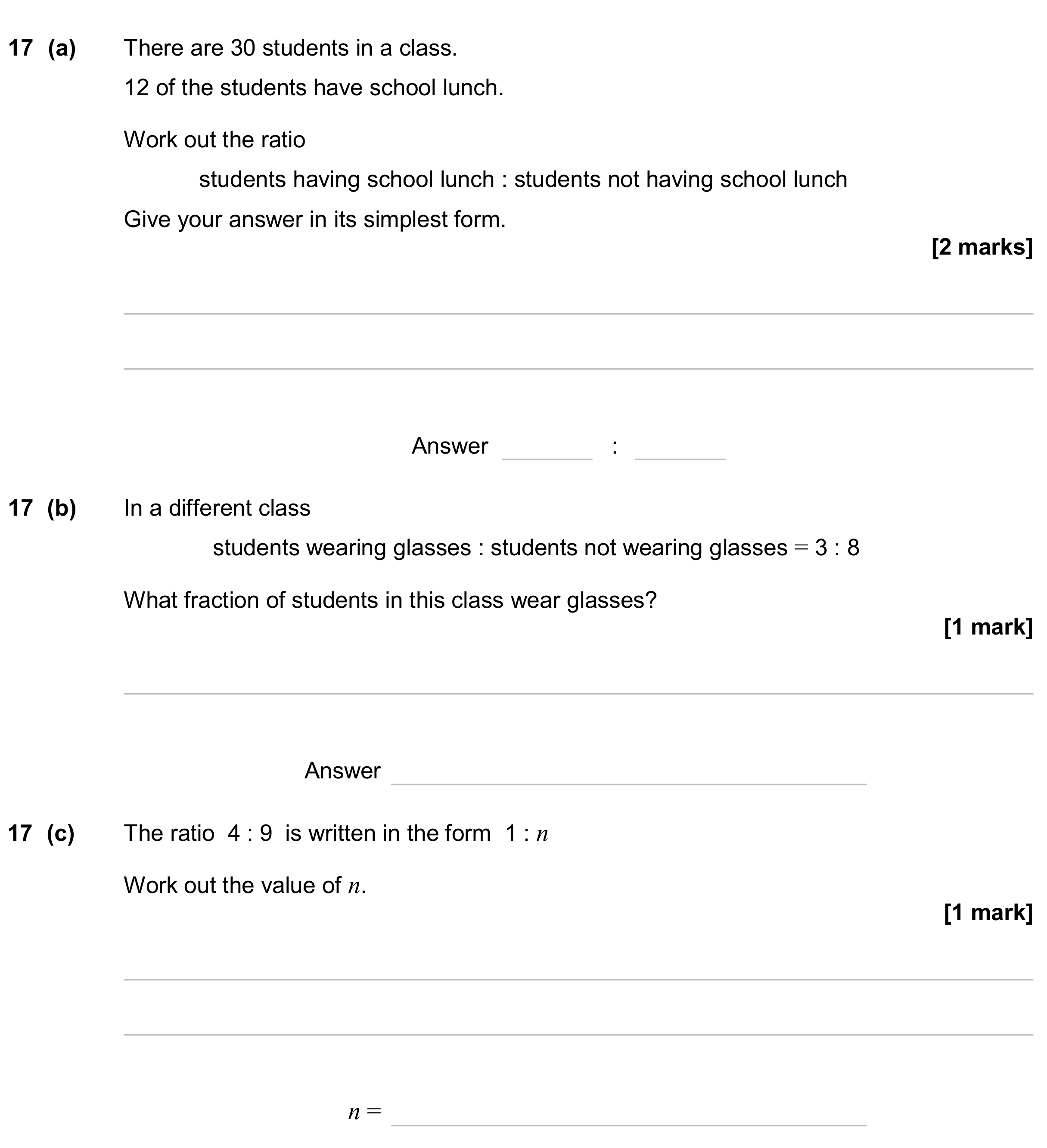Question 17 — Ratios — AQA GCSE June 2024