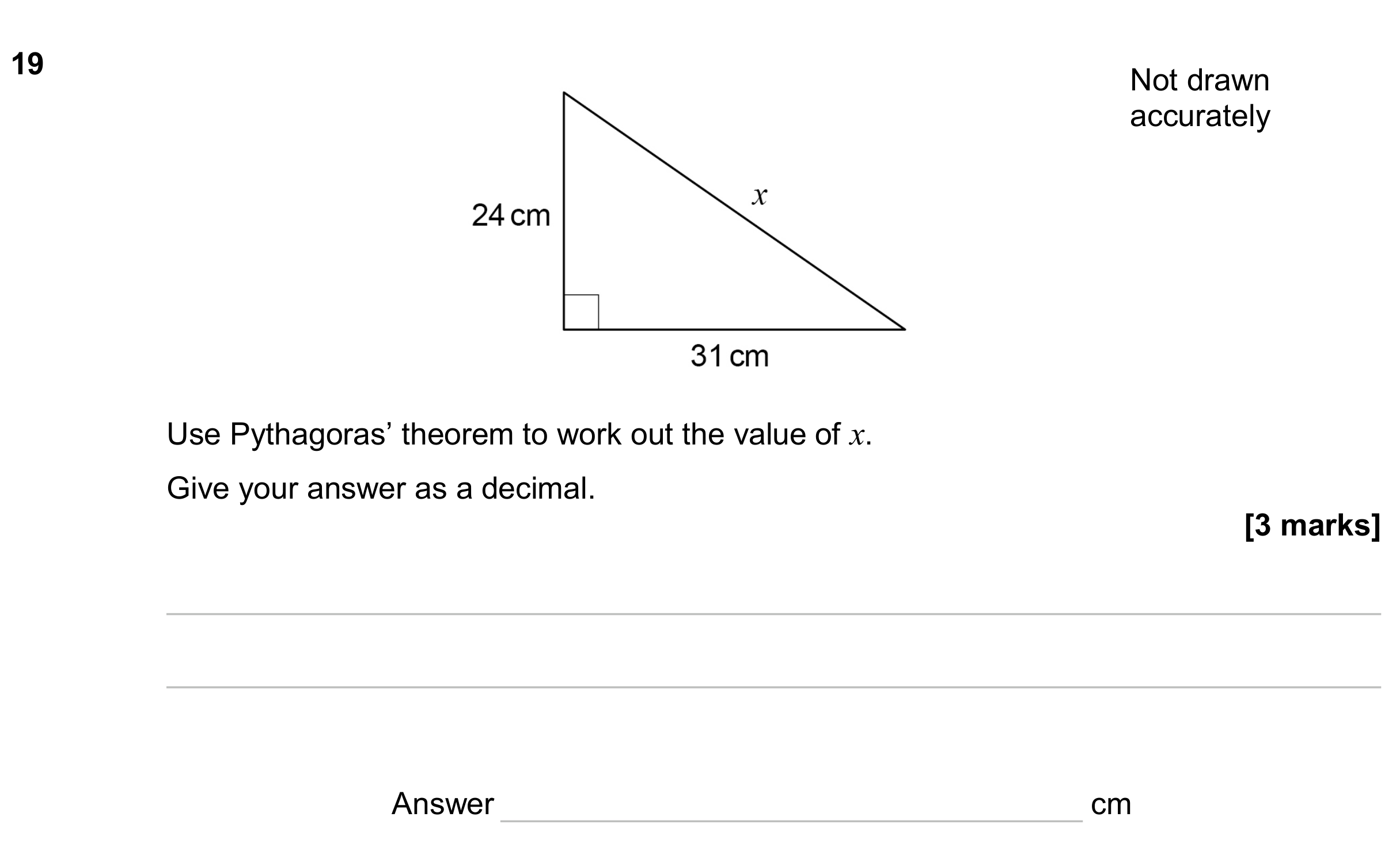 Question 19 — Pythagoras — AQA GCSE June 2024