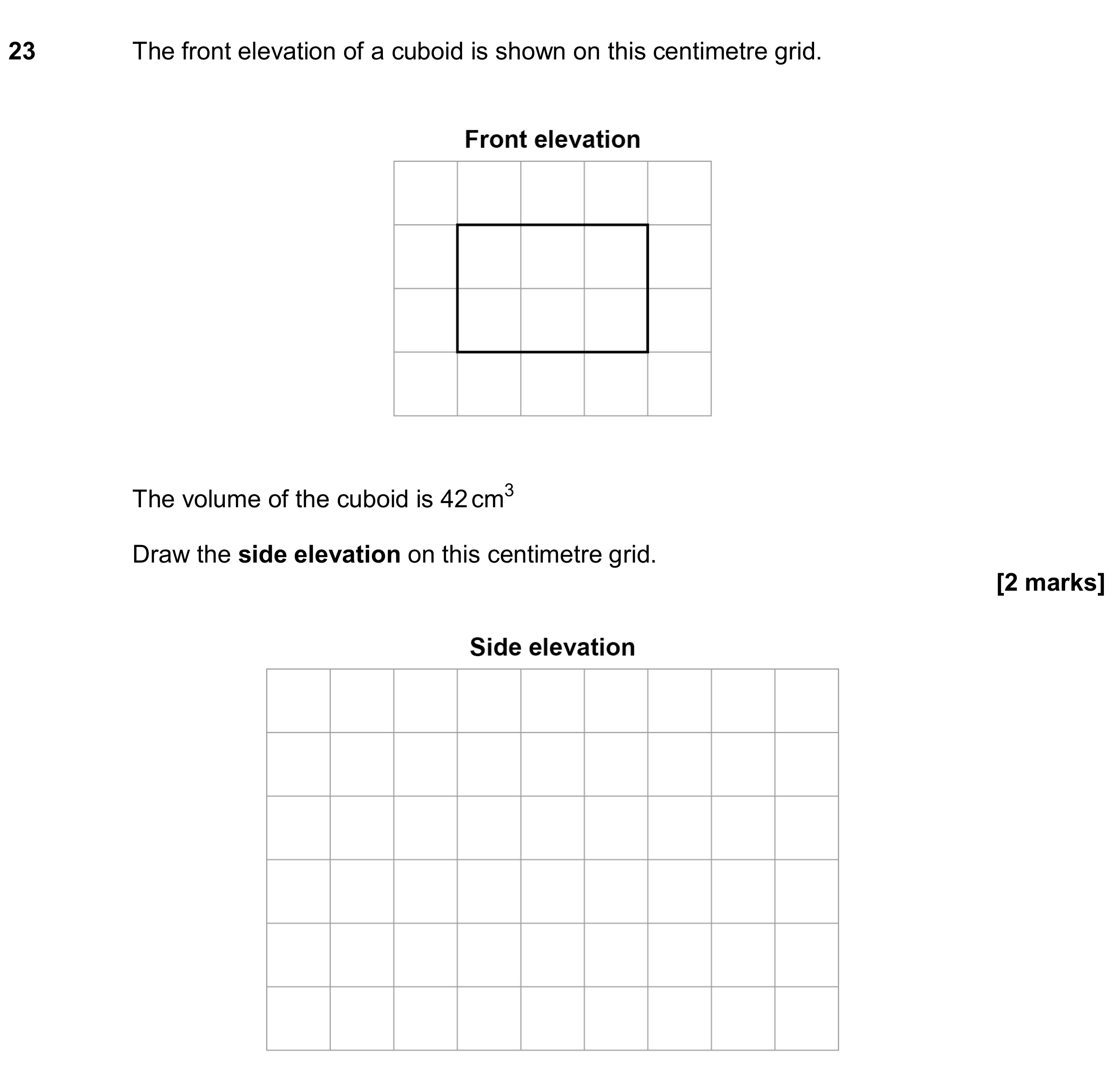 Question 23 — Elevations — AQA GCSE June 2024