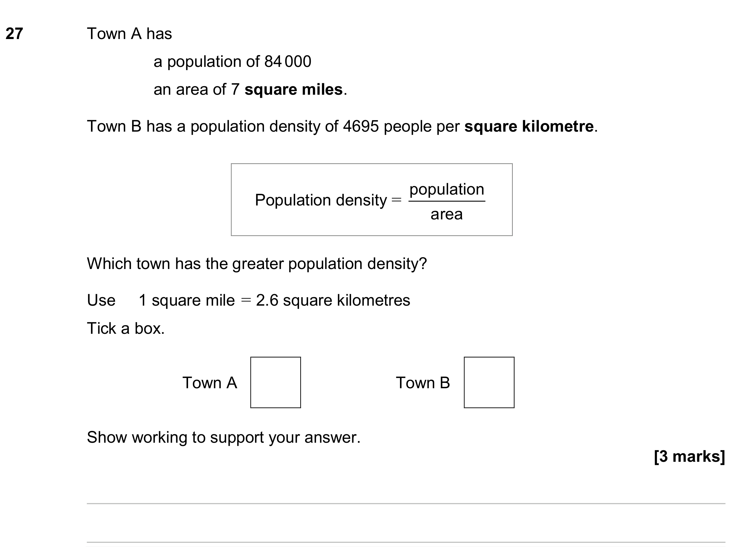 Question 27 — Formulae, Unit Conversions — AQA GCSE June 2024