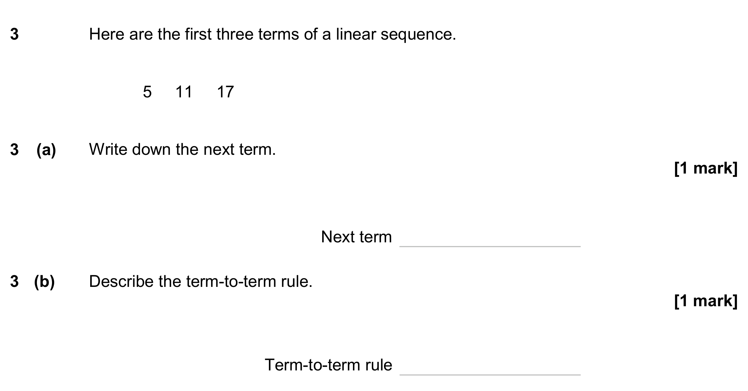 Question 3 — Sequences — AQA GCSE June 2024