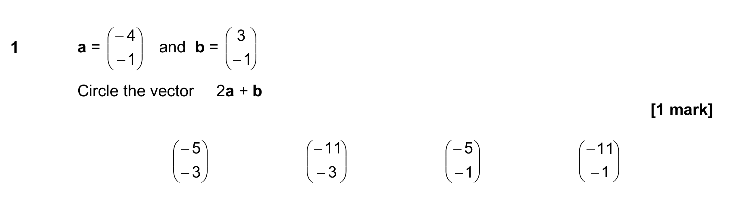 Question 1 — Vectors — AQA GCSE June 2017