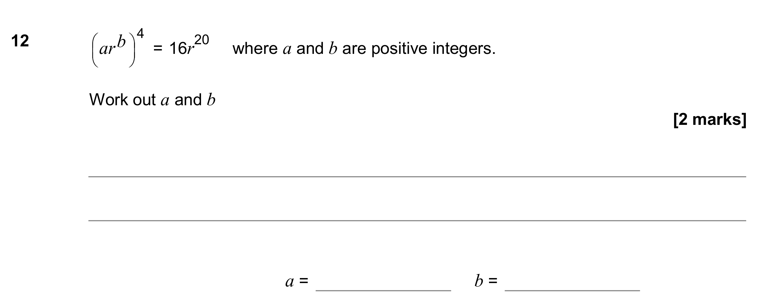 Question 12 — Powers — AQA GCSE June 2017