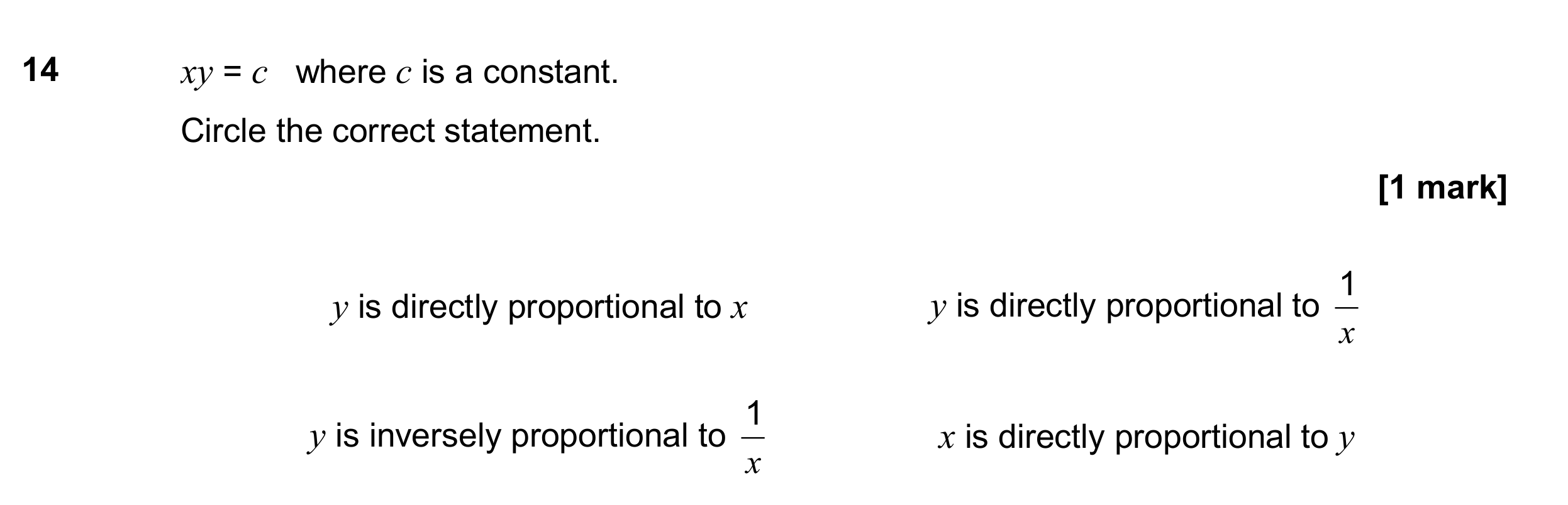 Question 14 — Proportion — AQA GCSE June 2017