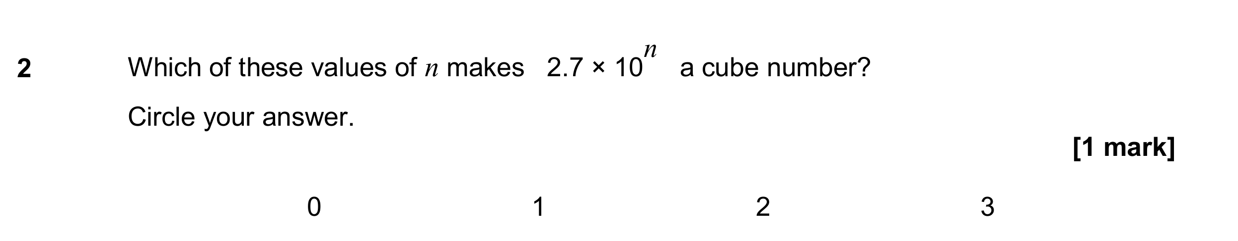 Question 2 — Square and Cube Numbers — AQA GCSE June 2017