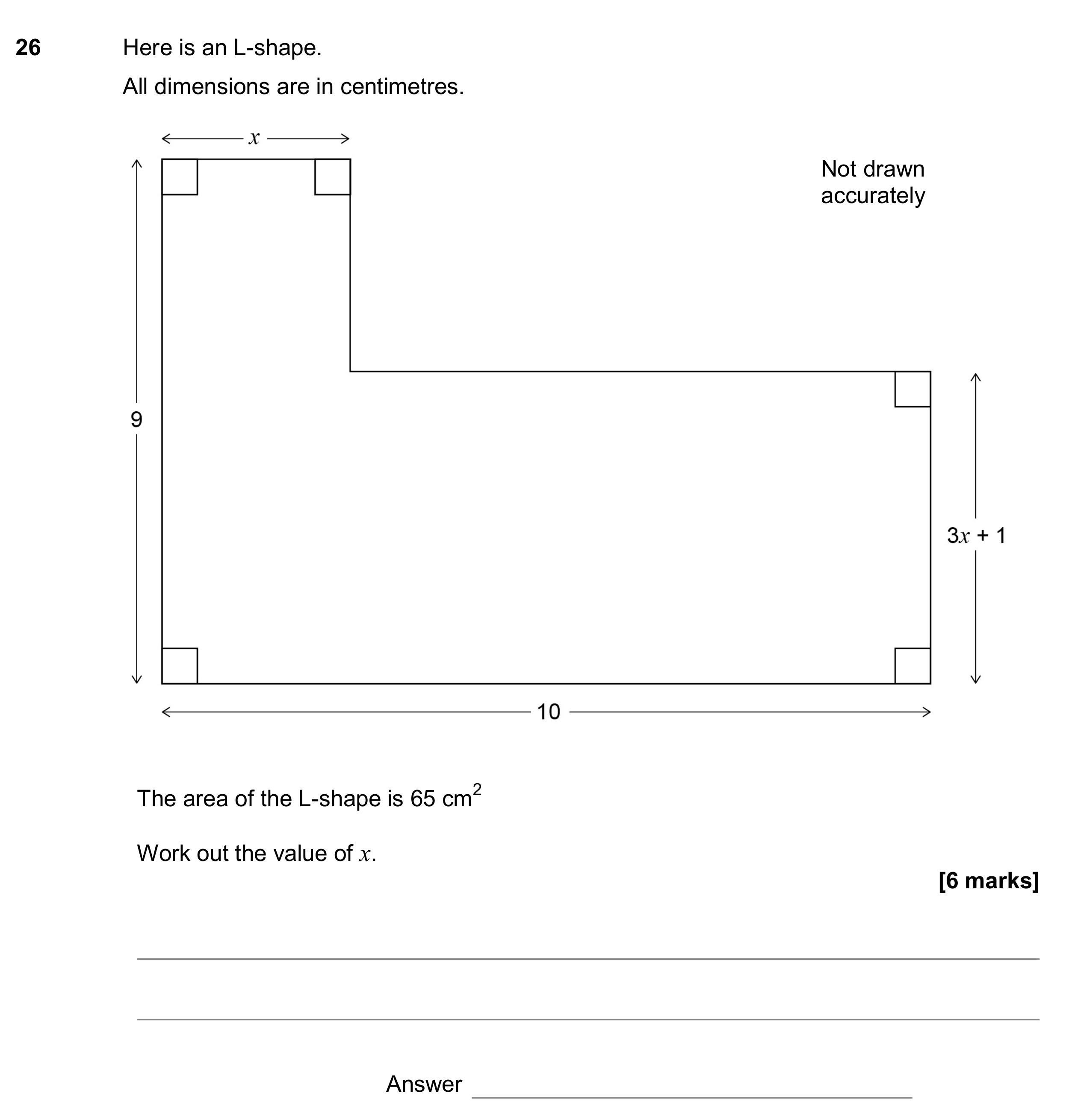 Question 26 — Perimeter and Area — AQA GCSE June 2017